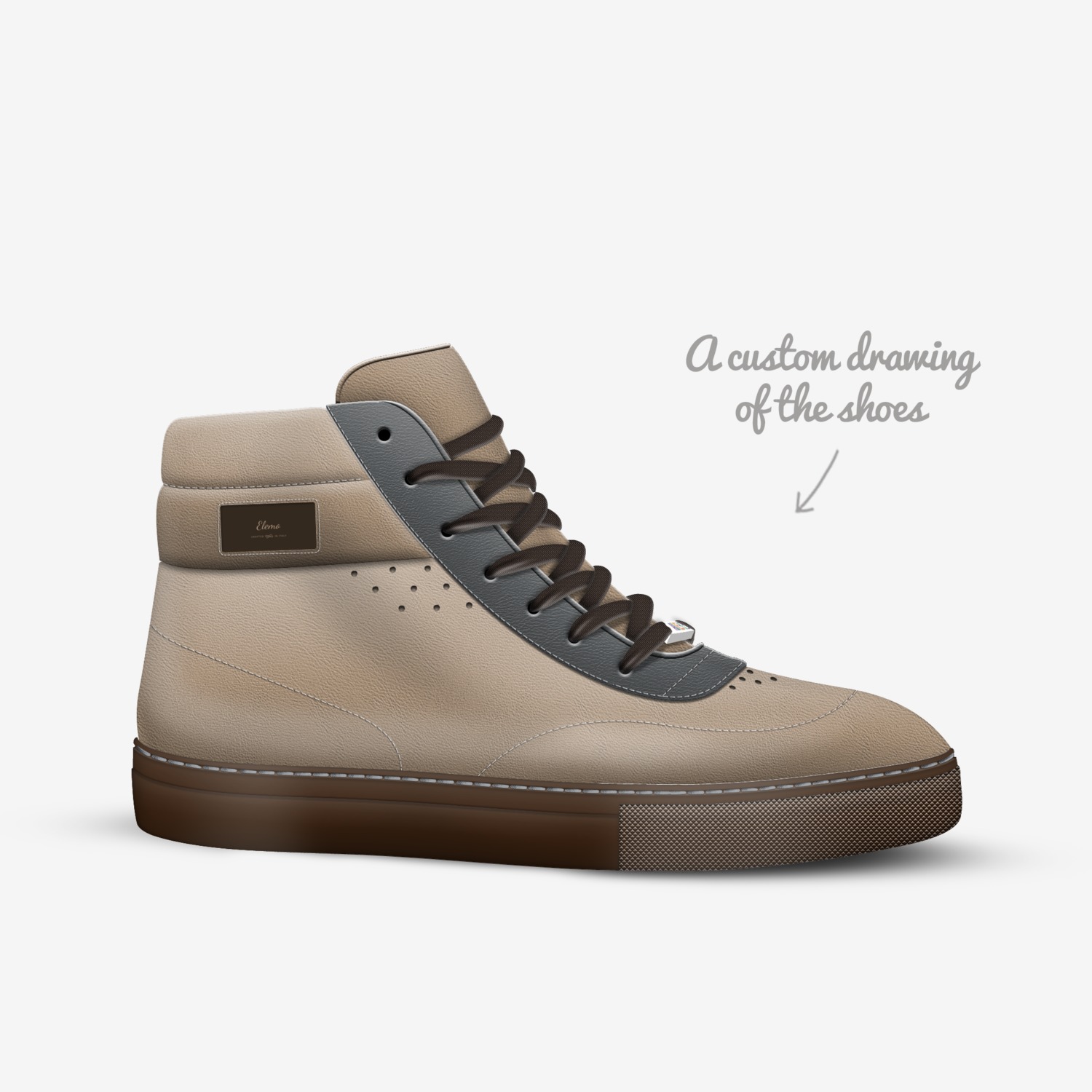 Elemo custom made in Italy shoes by Lesolomane Motenalapi | Sketch view