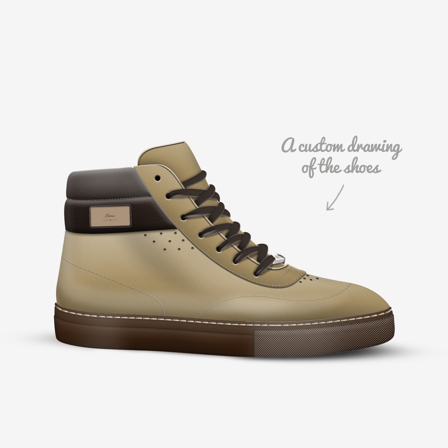 Elemo custom made in Italy shoes by Lesolomane Motenalapi | Sketch view