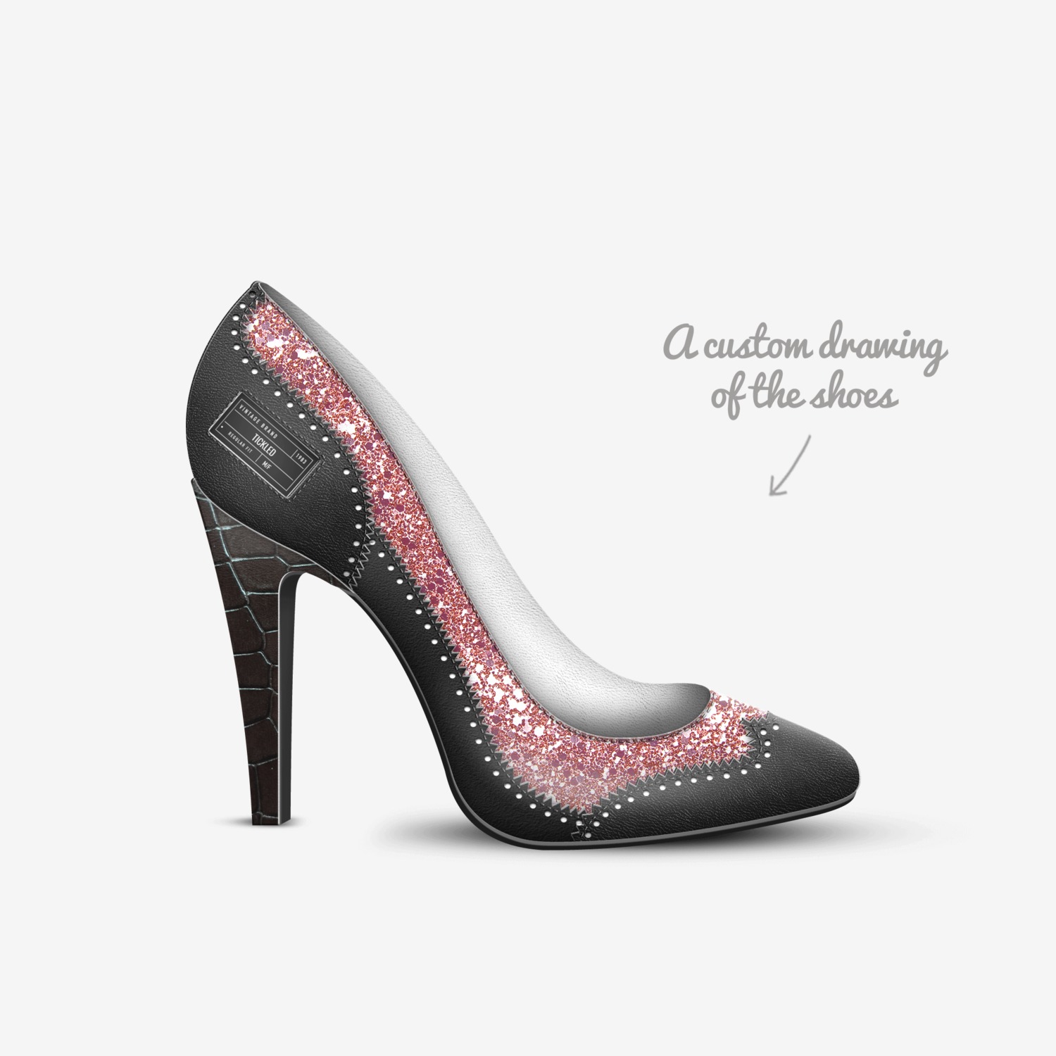 Tickled custom made in Italy shoes by Sarah Weaver | Sketch view