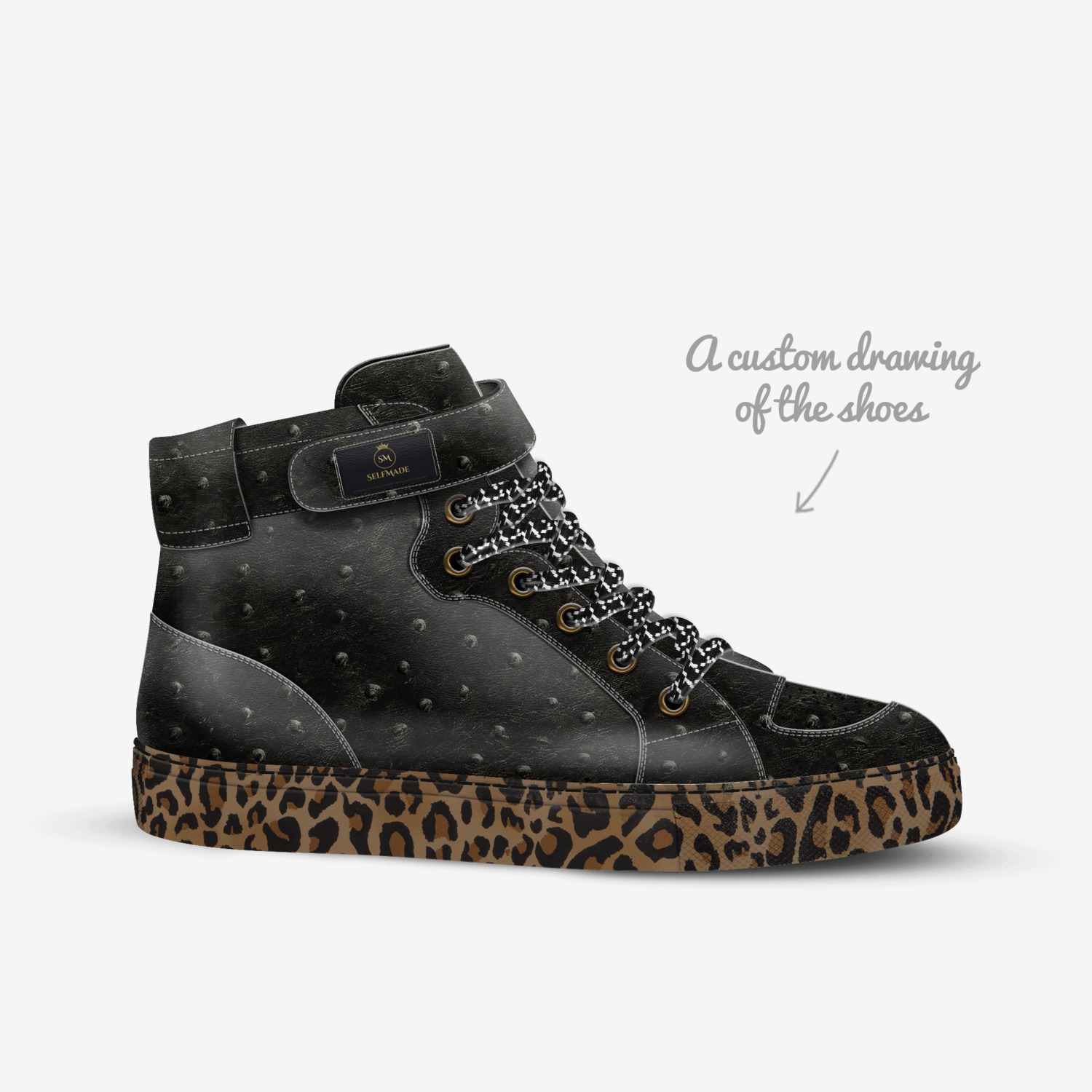 The Black Leopards custom made in Italy shoes by Brian Washington | Sketch view