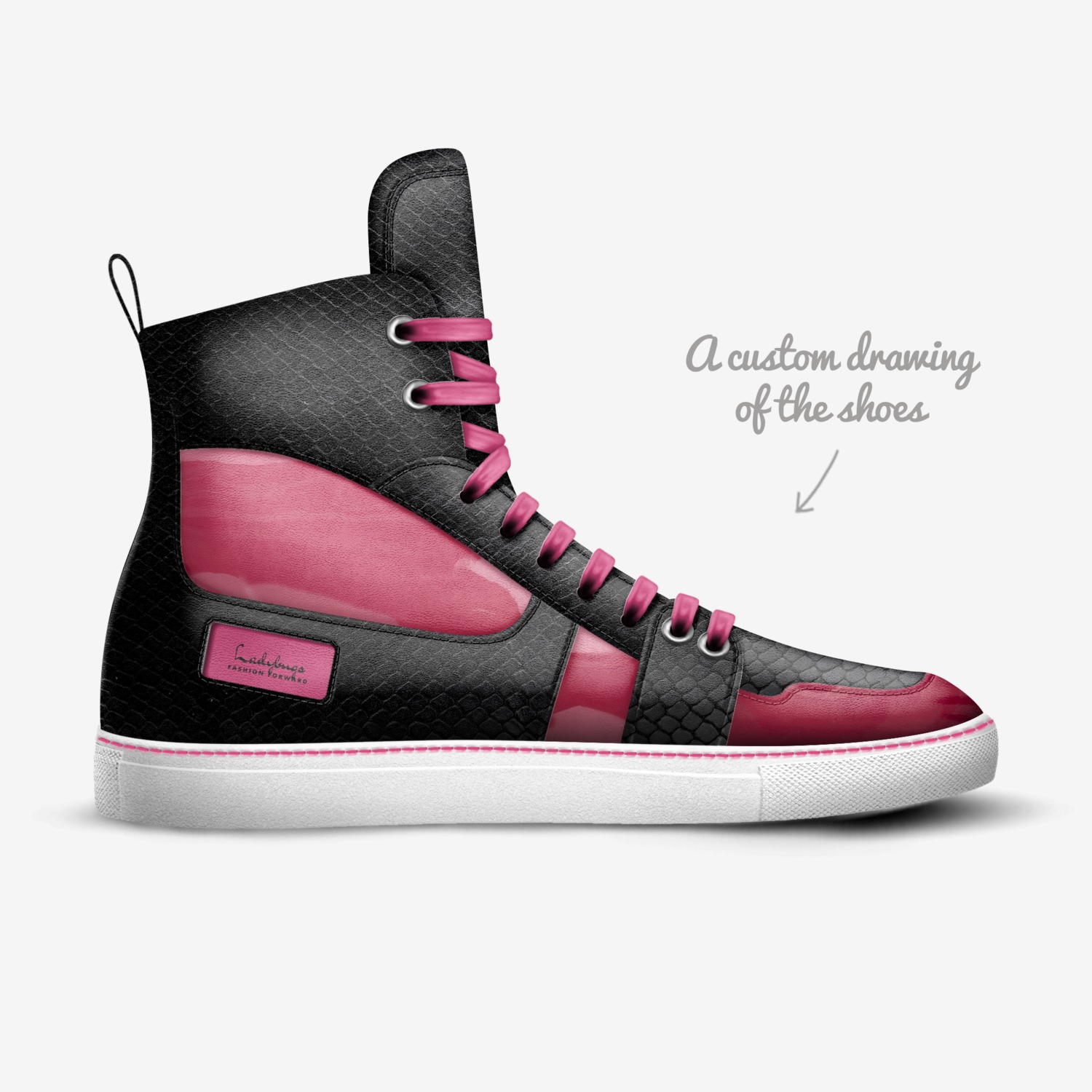 Ladybugs custom made in Italy shoes by Atiya Thrower | Sketch view