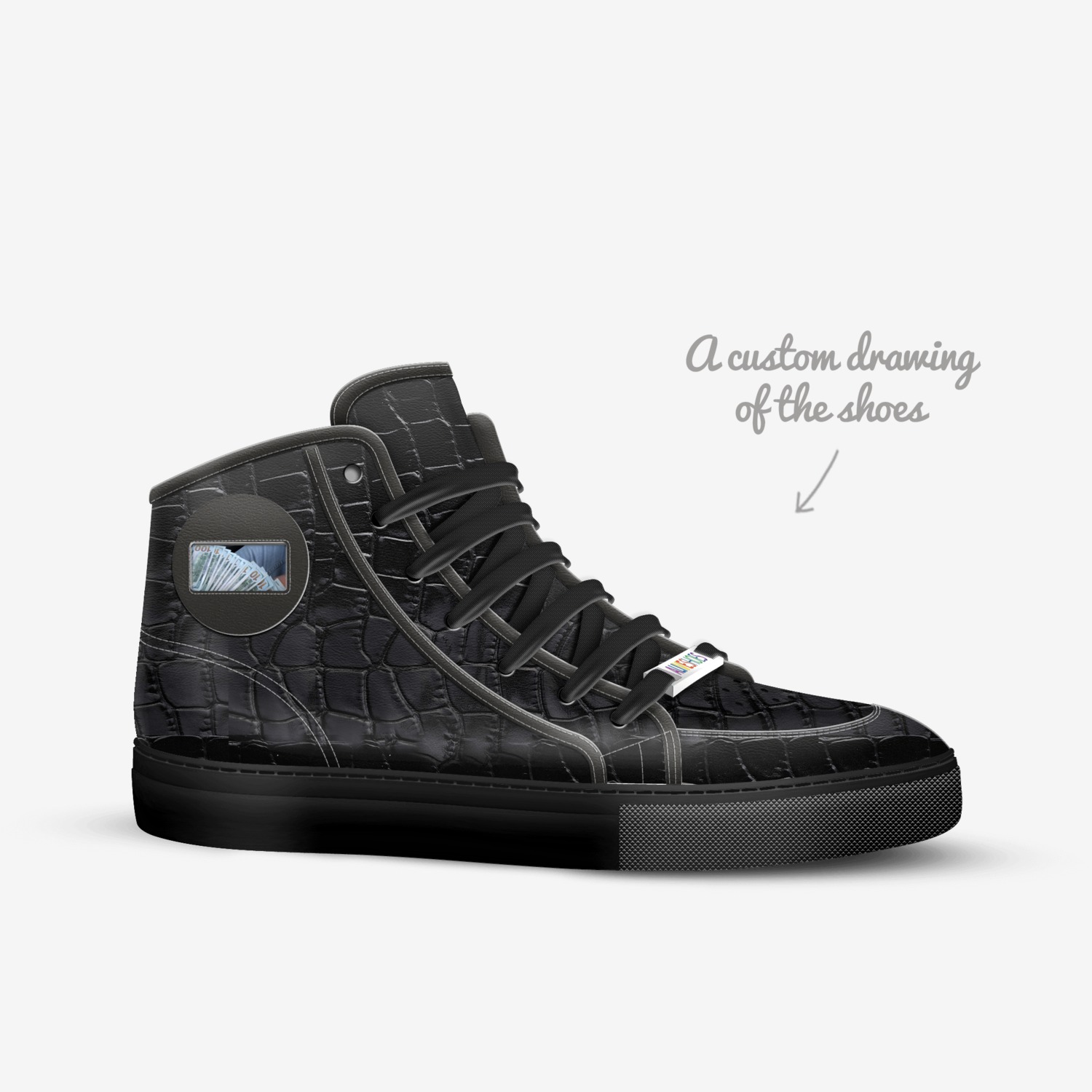 Money custom made in Italy shoes by Donnell Rainey | Sketch view