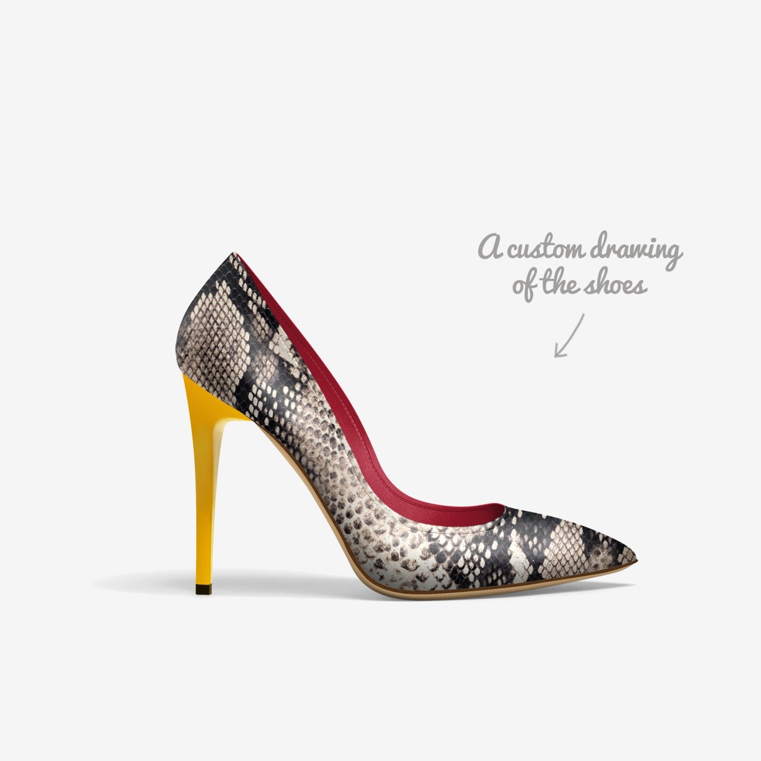 Euphoric custom made in Italy shoes by Antoinette Seawood | Sketch view