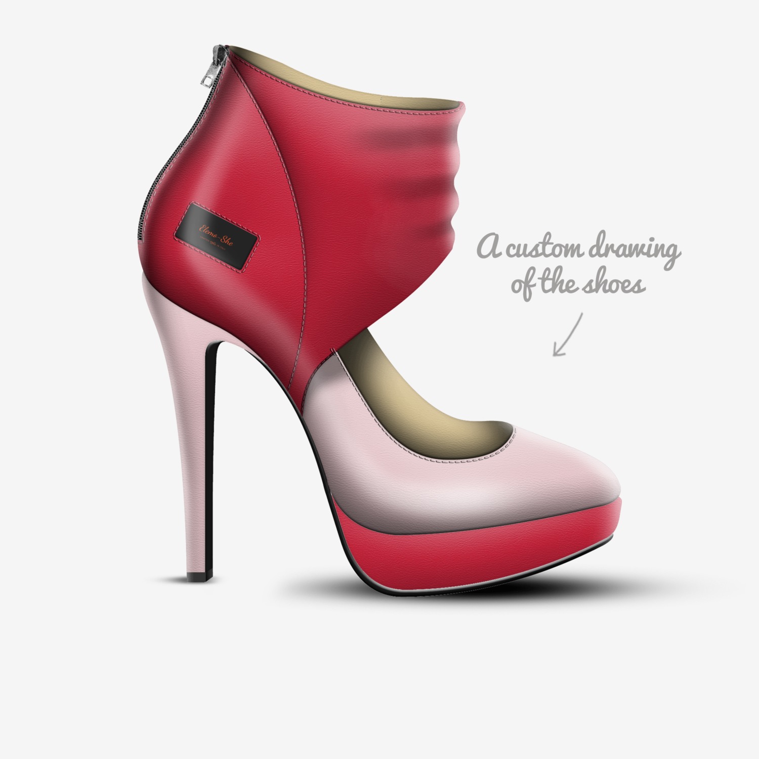 Elemo-She custom made in Italy shoes by Lesolomane Motenalapi | Sketch view