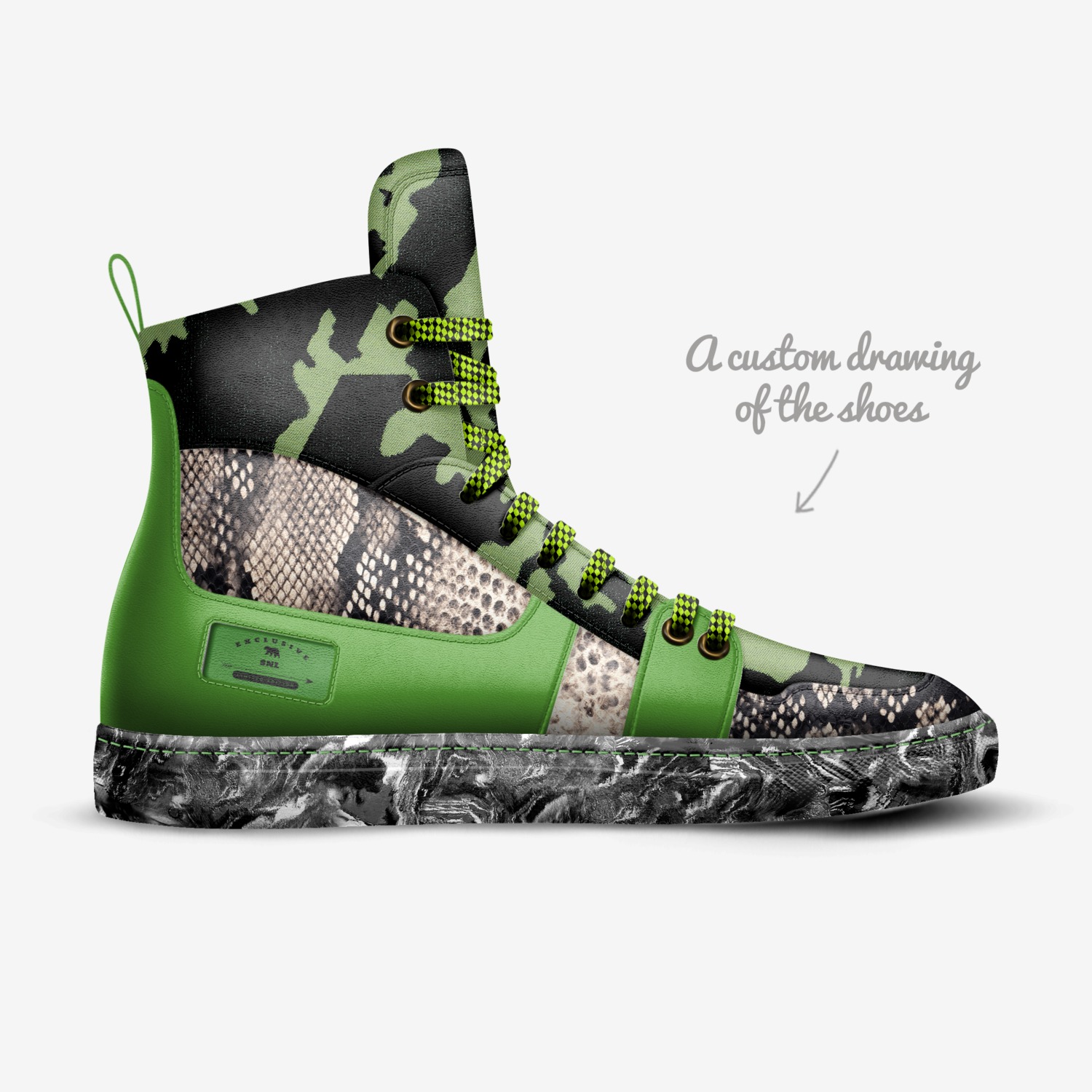 SNL custom made in Italy shoes by Turkessa Mais | Sketch view