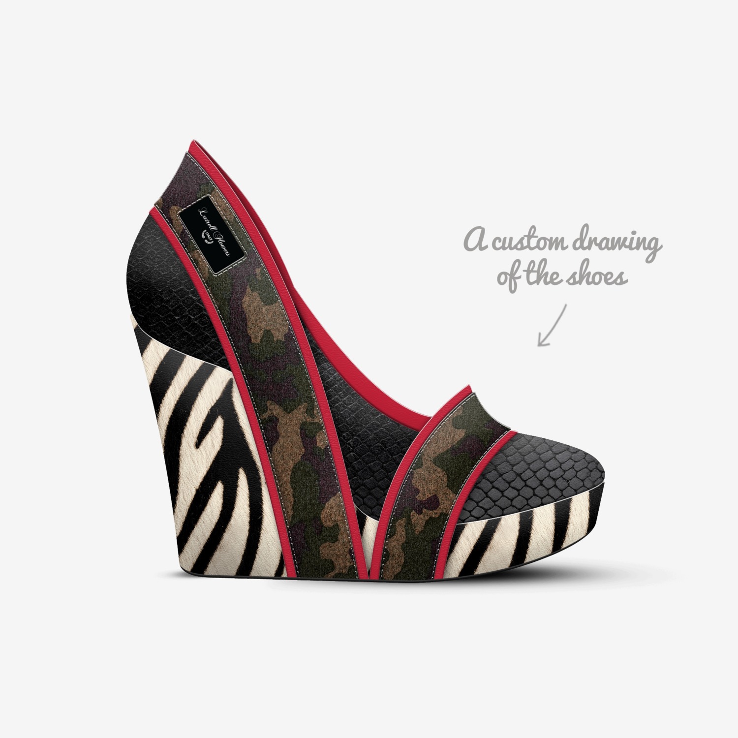 Latrell Flowers custom made in Italy shoes by Tia Latrell | Sketch view