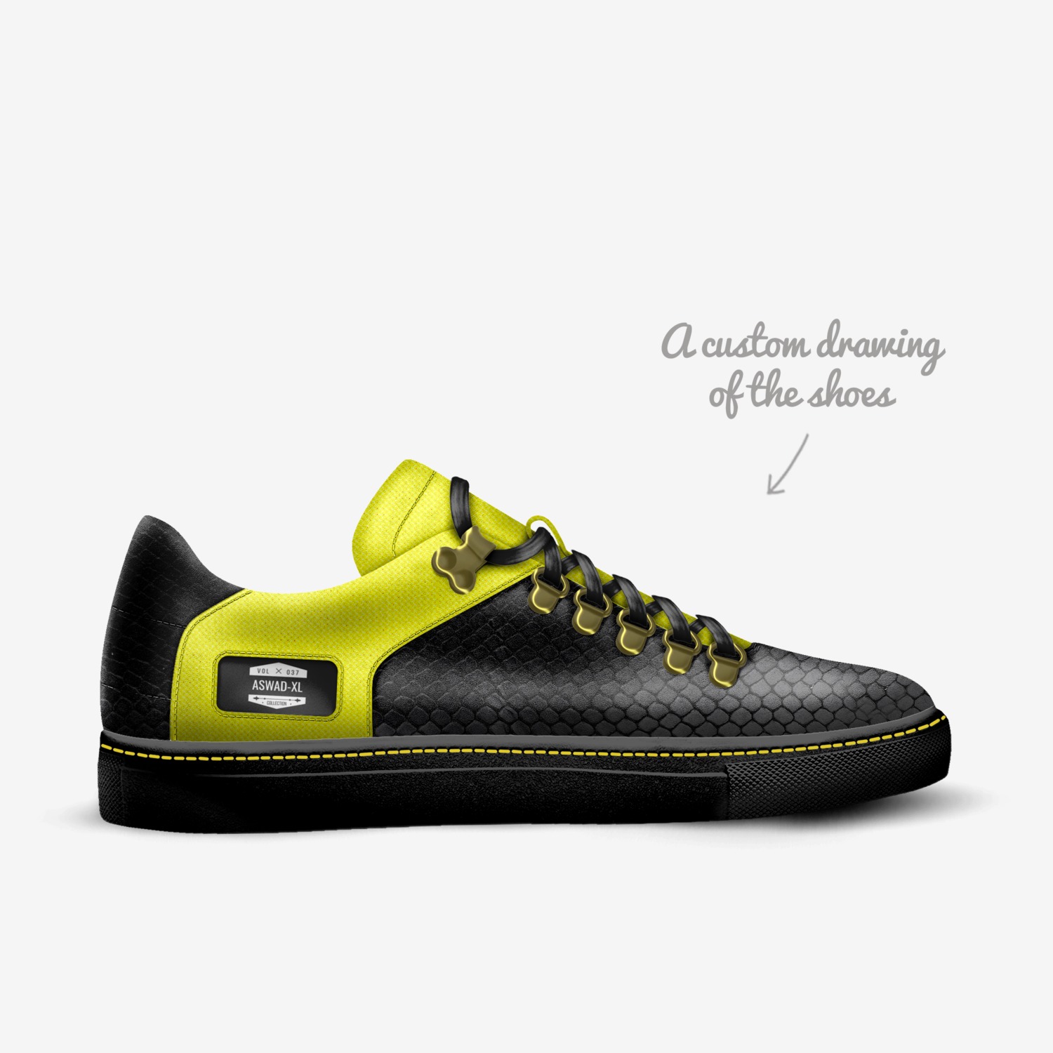 ASWAD-XL custom made in Italy shoes by Mildred Lewis | Sketch view