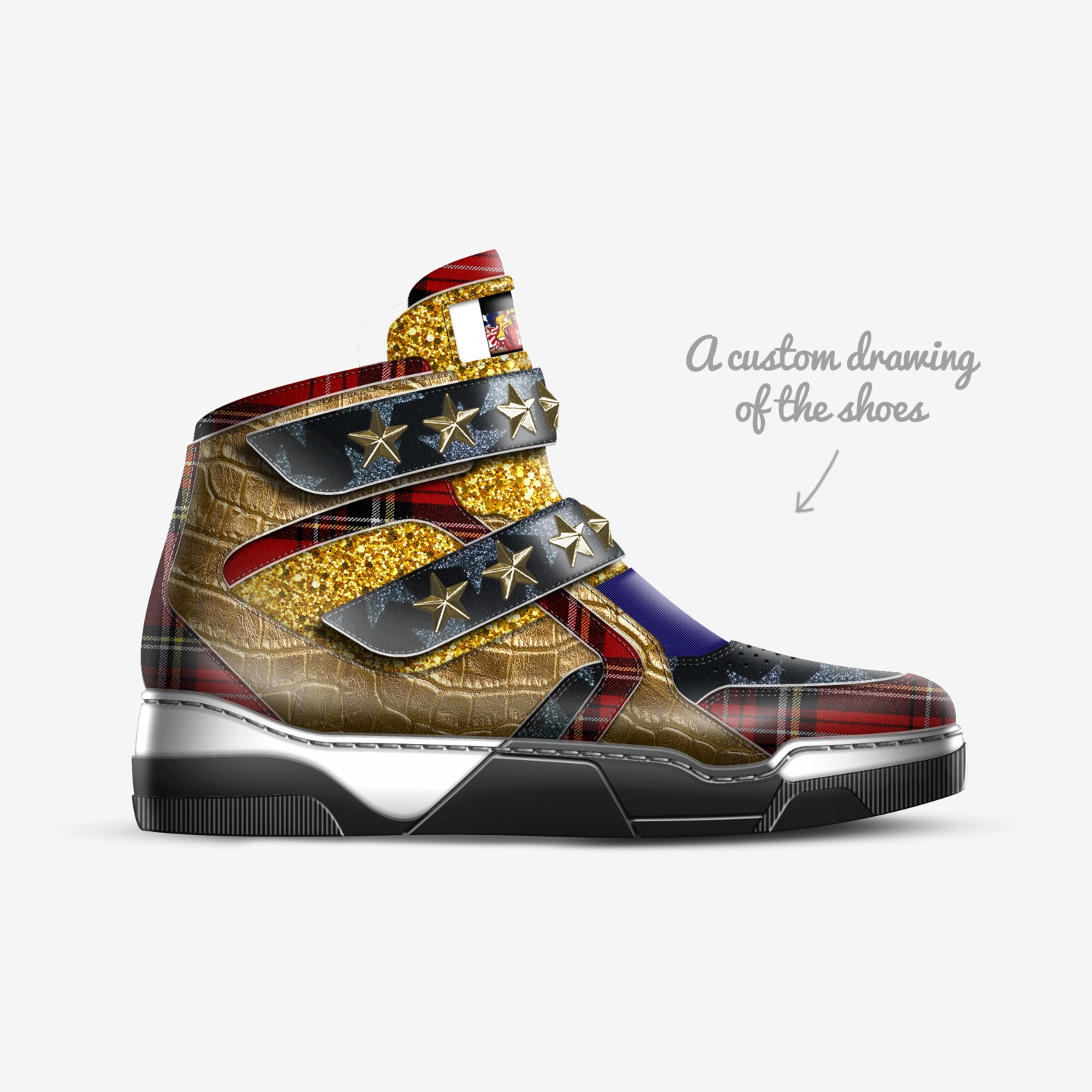 LL Cool J custom made in Italy shoes by Tonya Fletcher | Sketch view