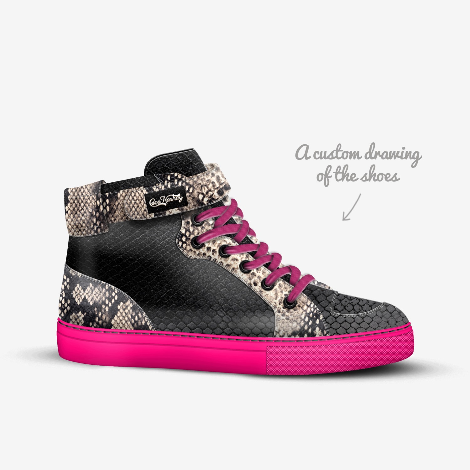 Kisssss custom made in Italy shoes by Nakesha Caldwell | Sketch view