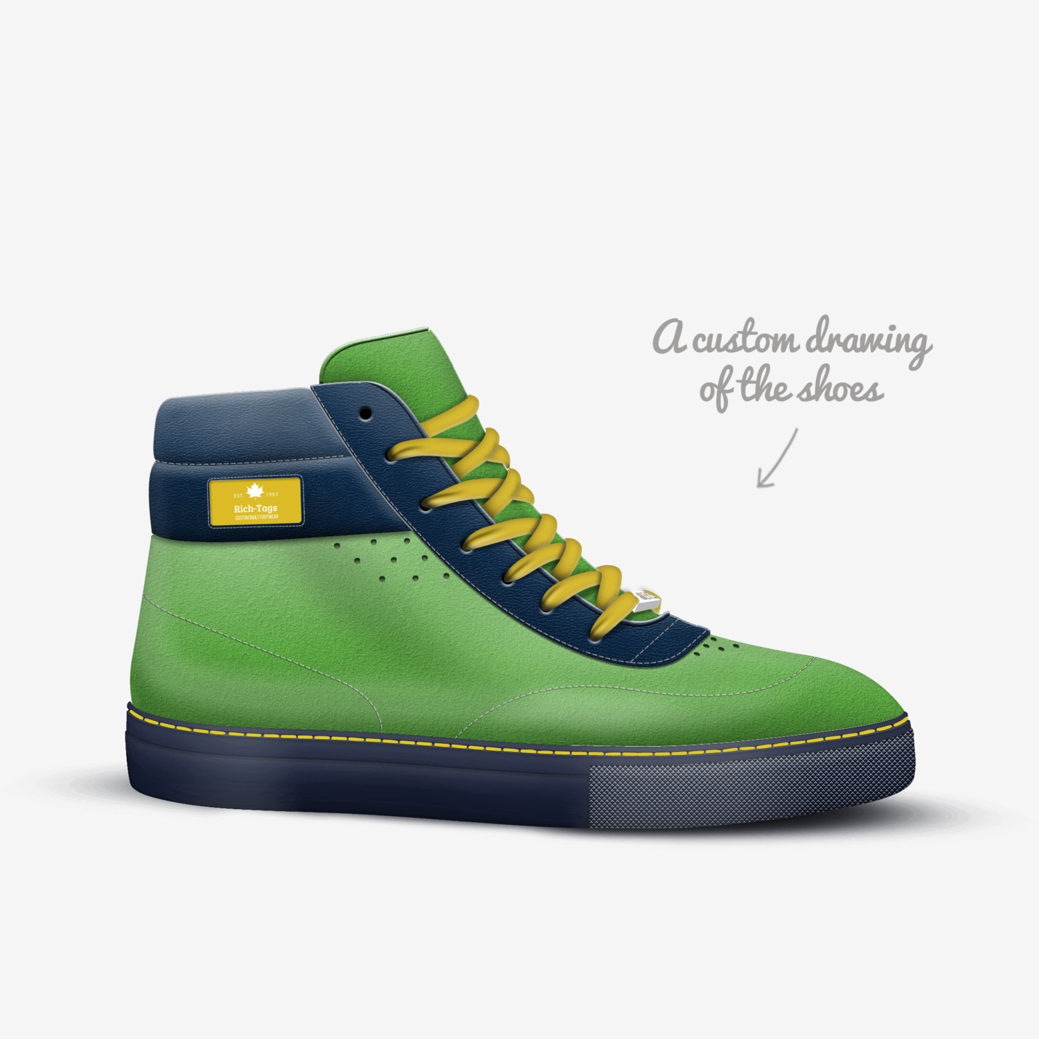 Rich-Tags custom made in Italy shoes by Alfonya Mccray | Sketch view