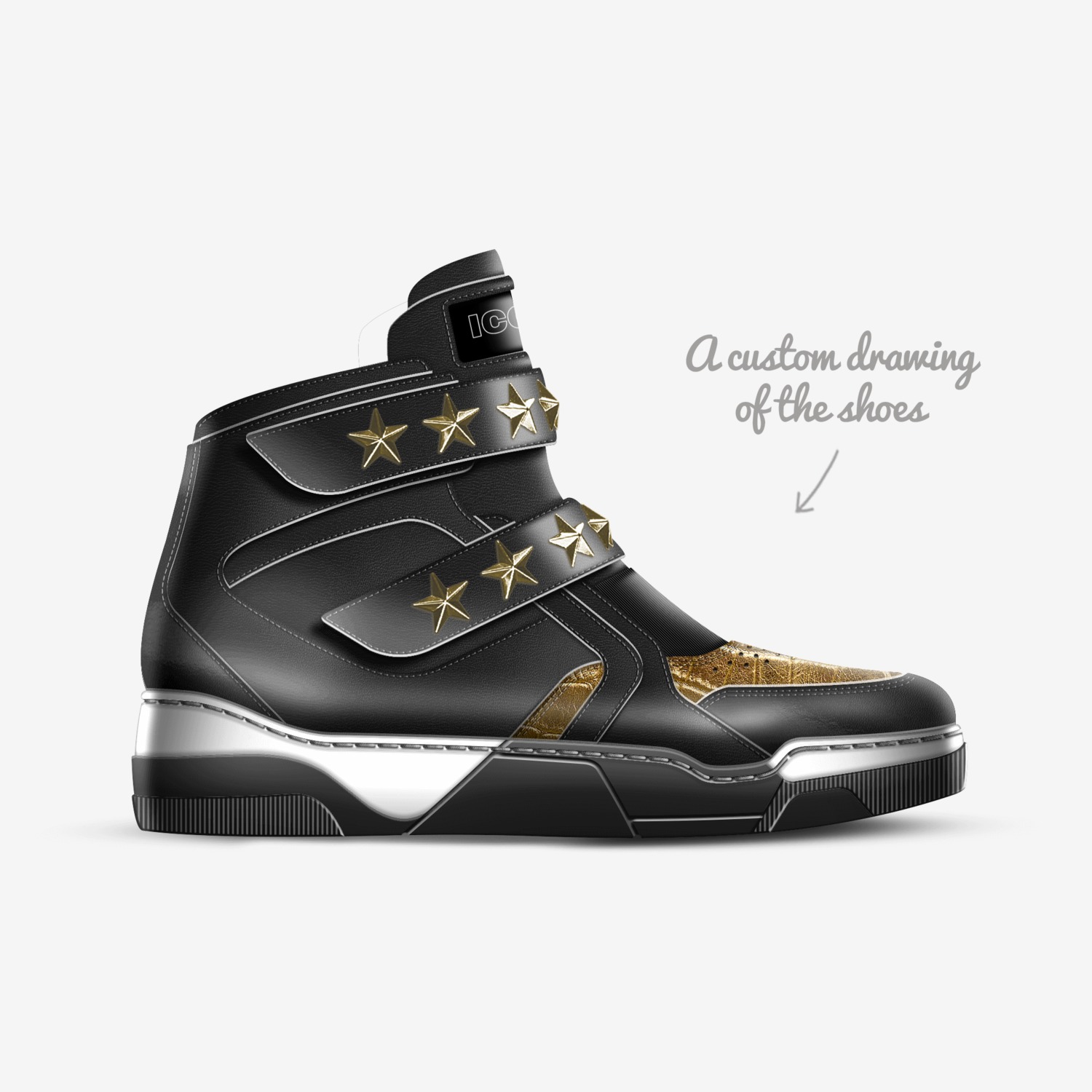 Hussein custom made in Italy shoes by Xavier Garza | Sketch view