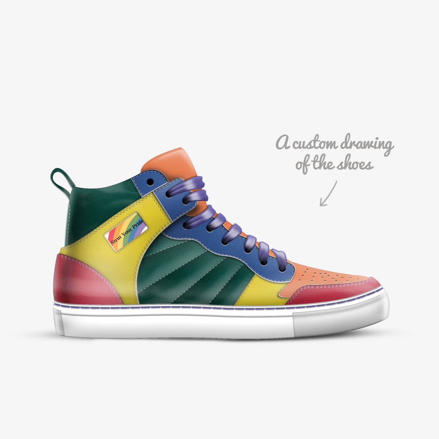 Strut Your PRIDE custom made in Italy shoes by Jevon Martin | Sketch view