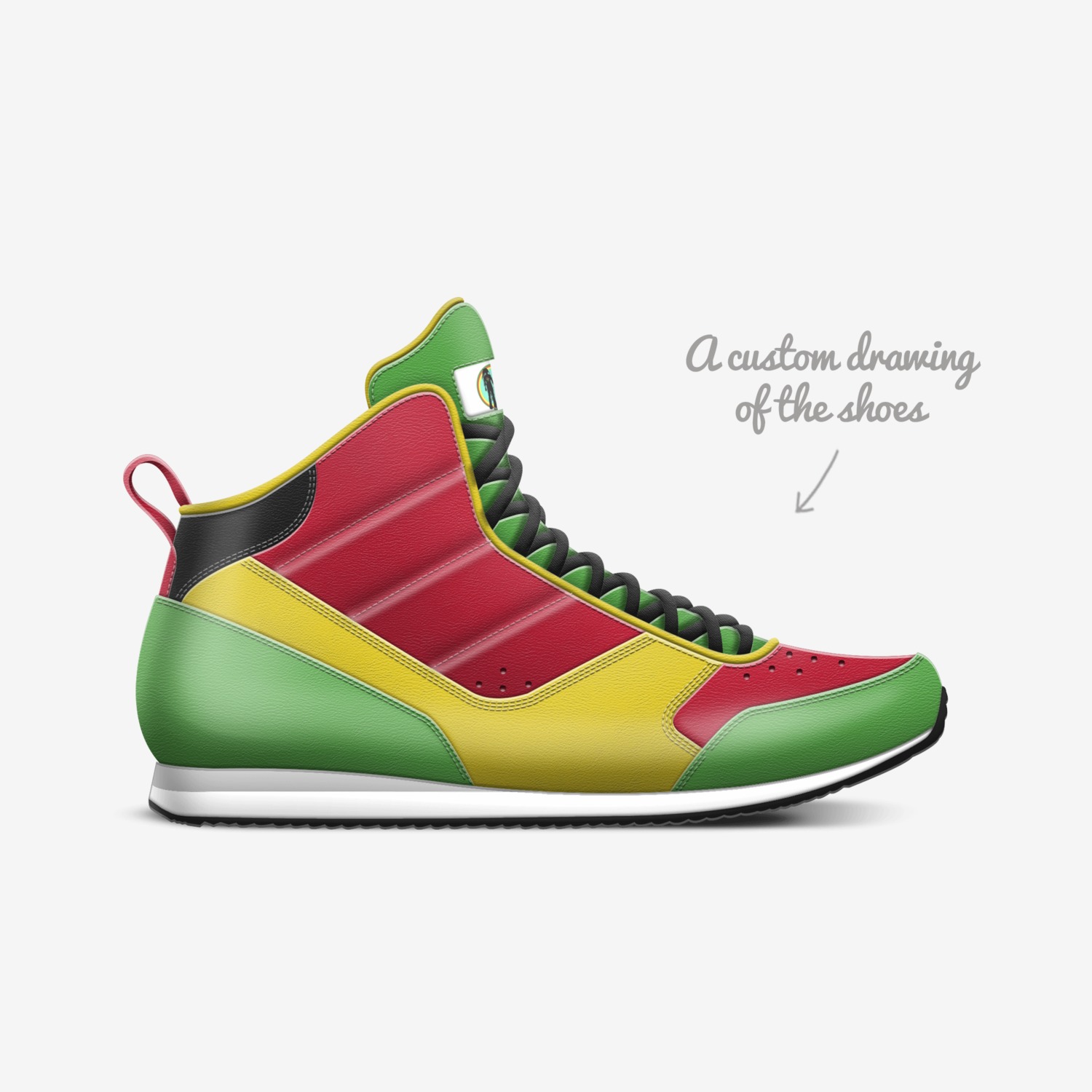 Rasta Unity custom made in Italy shoes by Christopher Genius | Sketch view