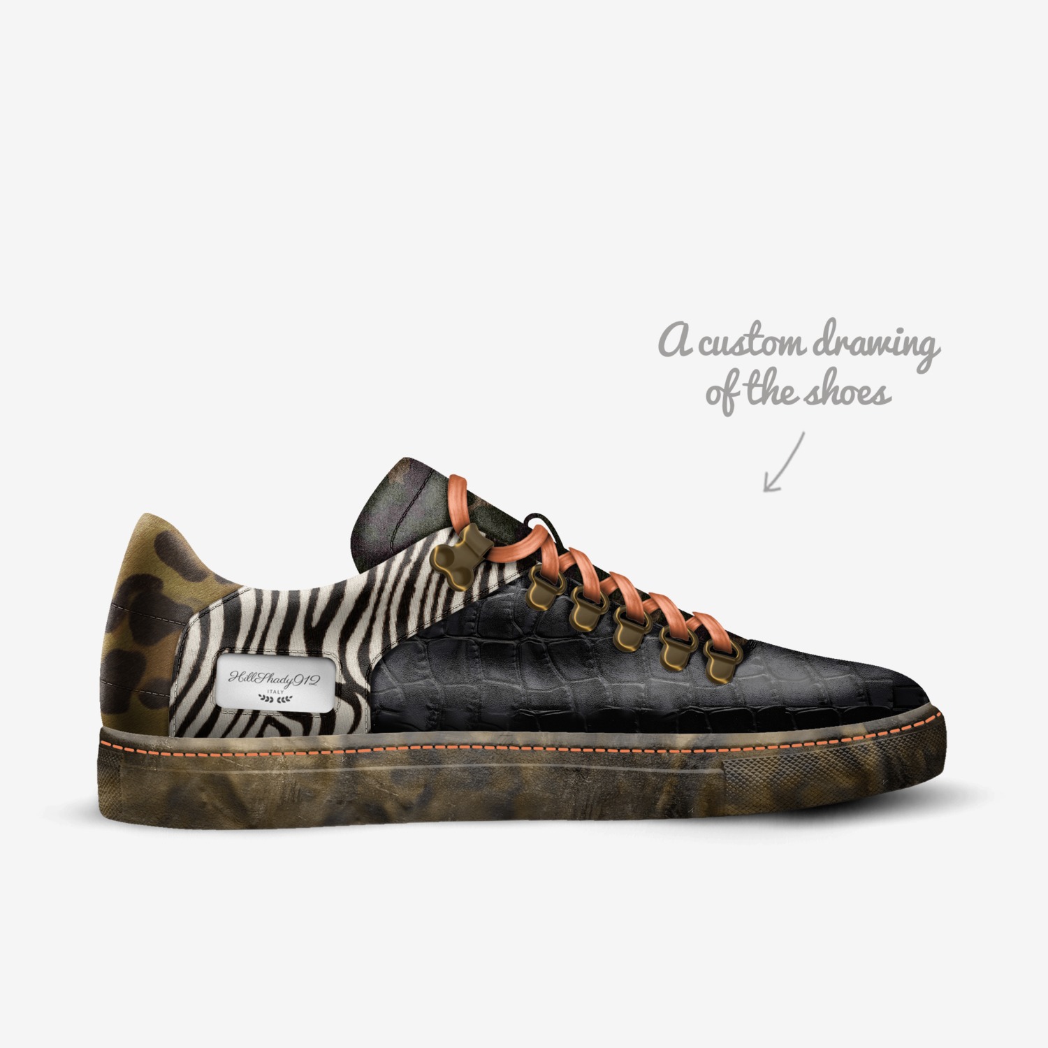 HillShady912  custom made in Italy shoes by DeAundre Perry | Sketch view
