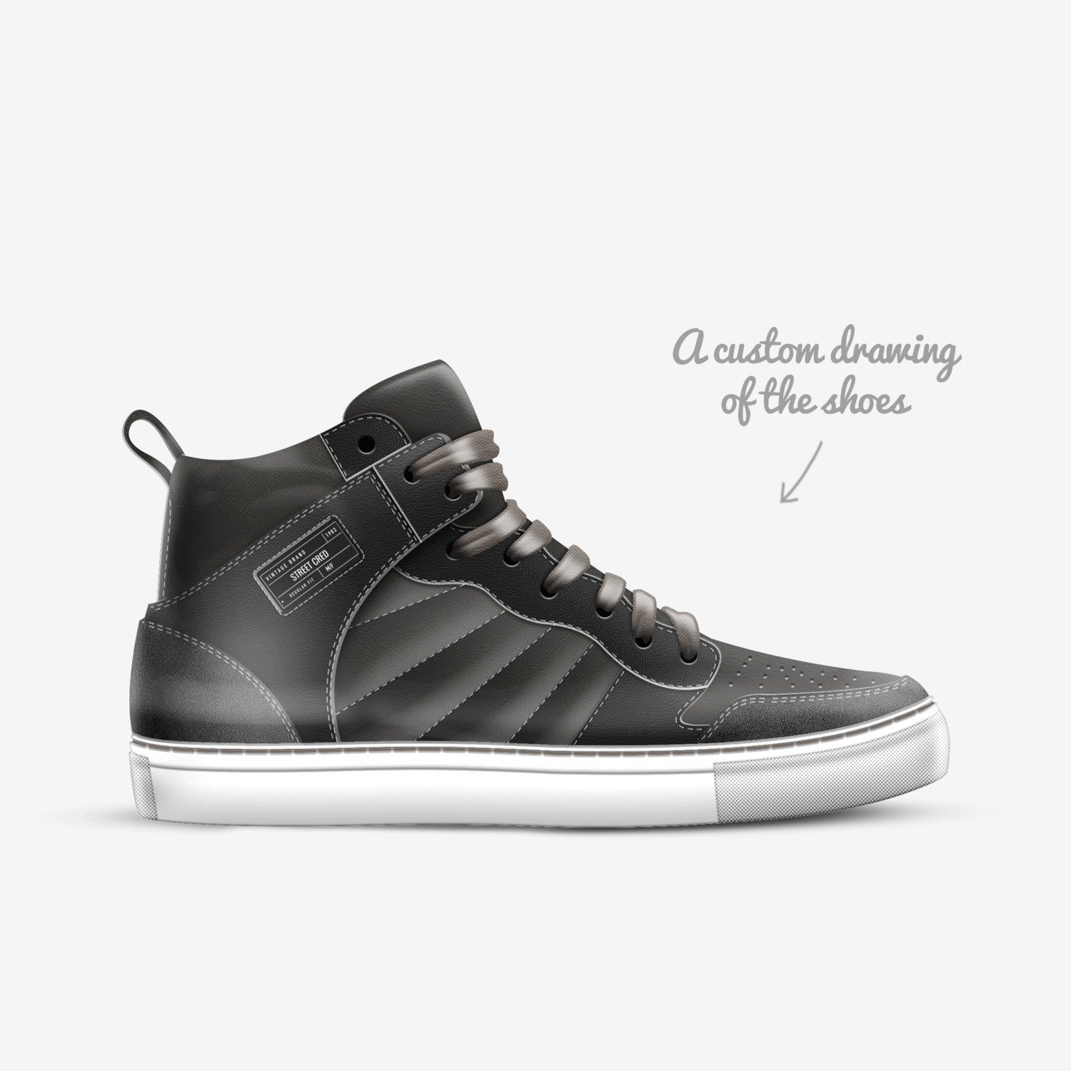 Street Cred custom made in Italy shoes by Gavino Nishio | Sketch view