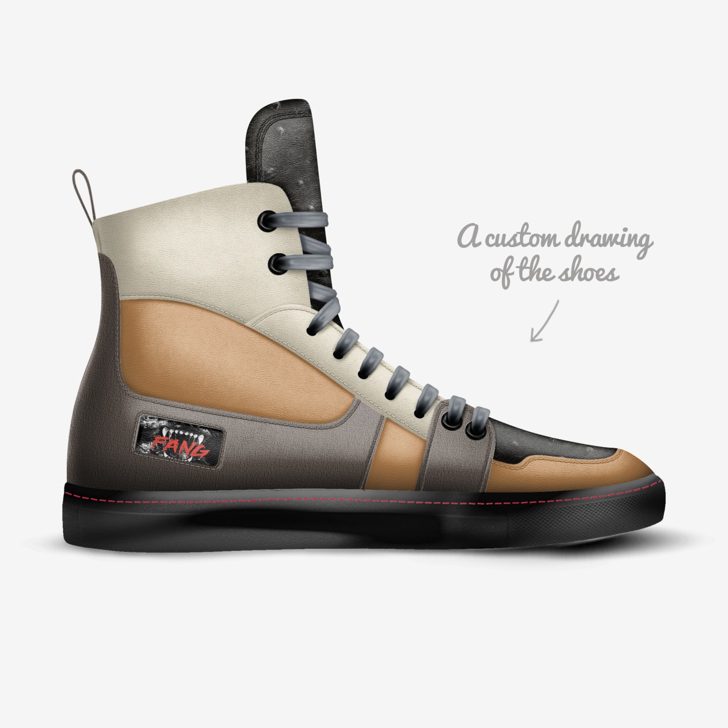 Fang custom made in Italy shoes by Raynor Cielto | Sketch view