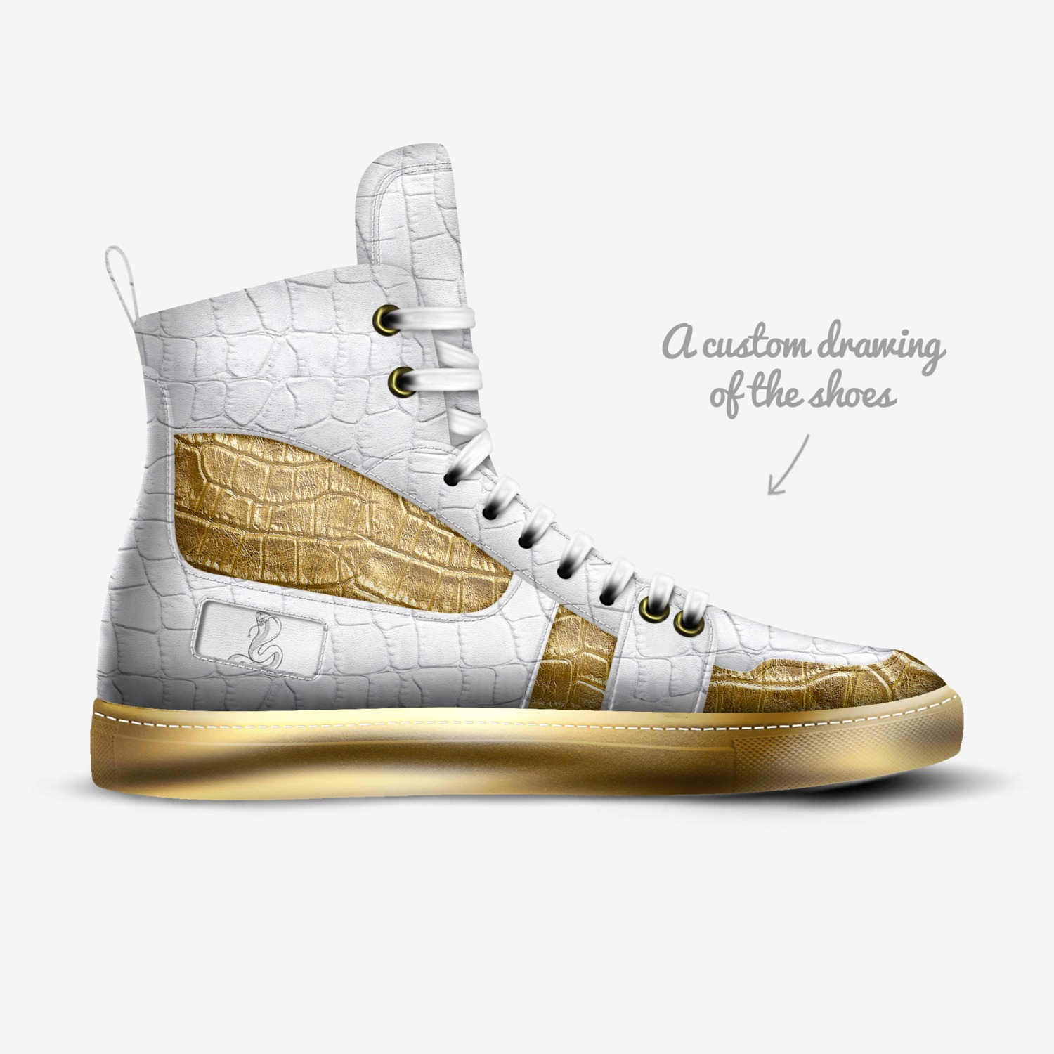 White Albino Snake custom made in Italy shoes by Xquisite Clothing | Sketch view