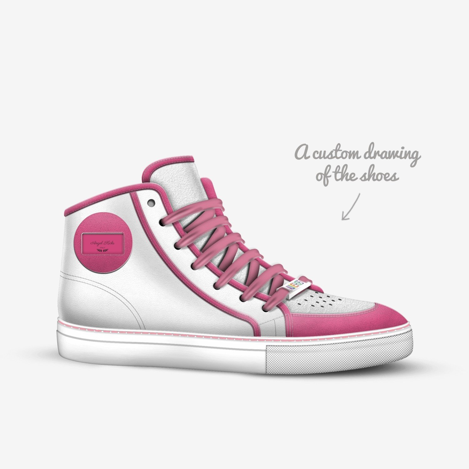 Angel Kicks custom made in Italy shoes by Penny Lamkins | Sketch view