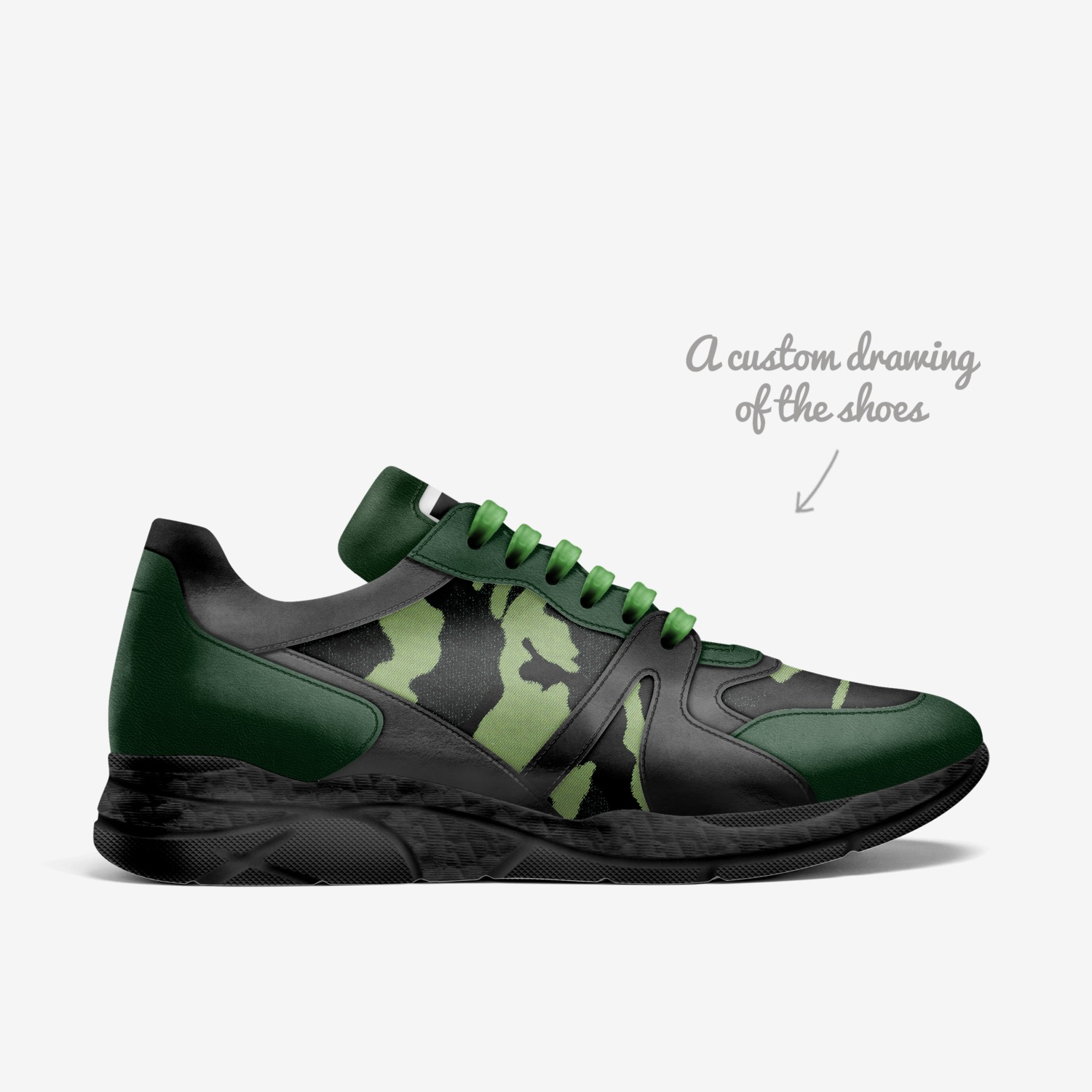 Pine custom made in Italy shoes by Lawrence Blackwell | Sketch view