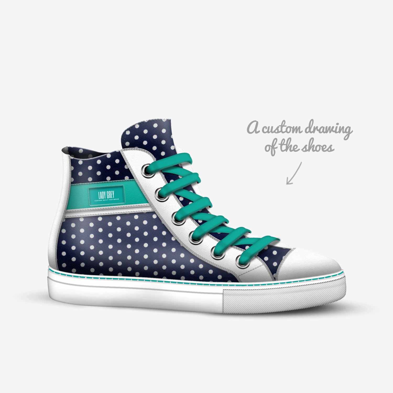 LG Dot custom made in Italy shoes by Lady Grey | Sketch view