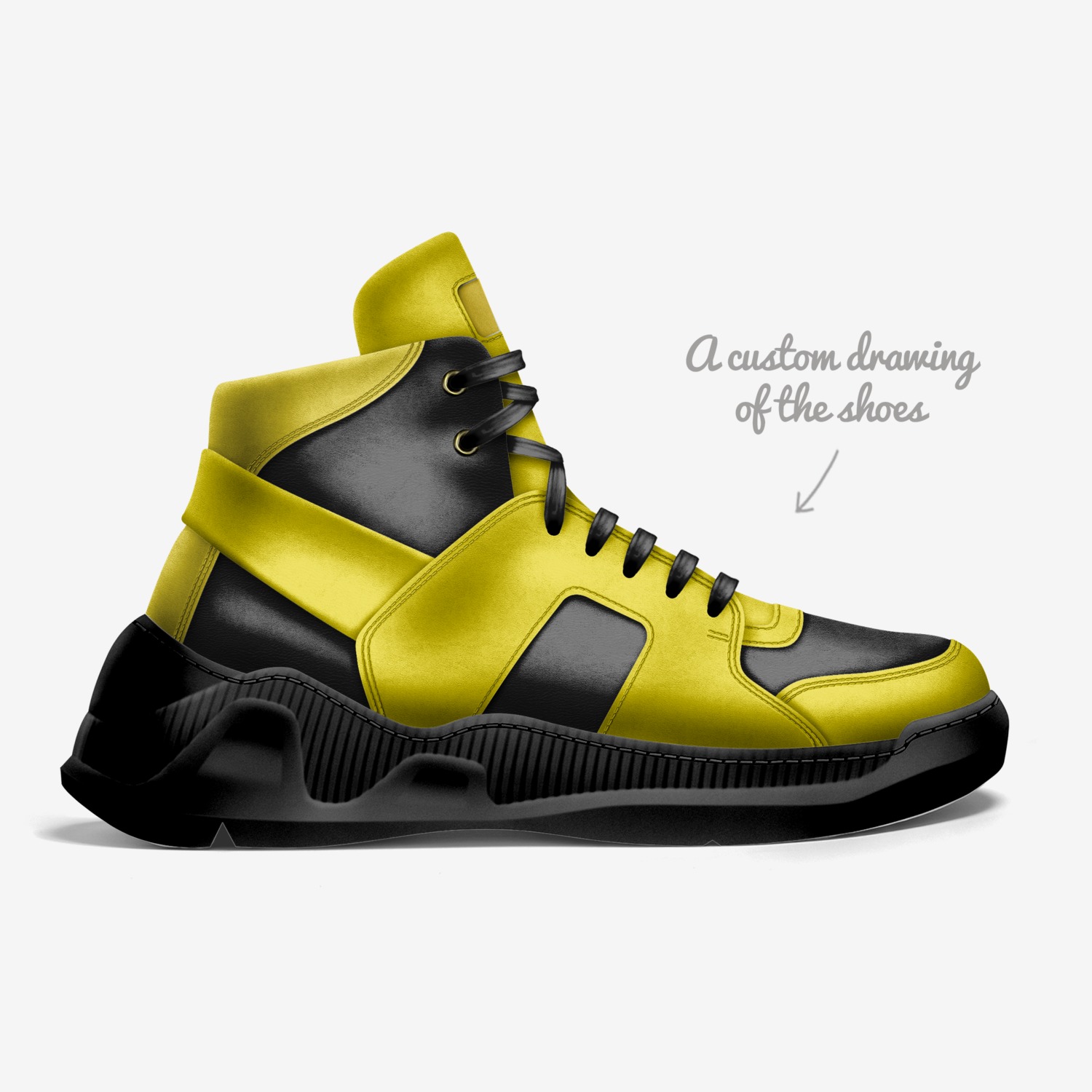 Bumble custom made in Italy shoes by Melinda Shaw | Sketch view