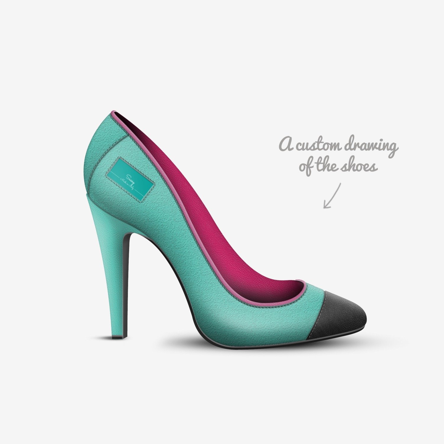 Sassy custom made in Italy shoes by Deanna Cortez | Sketch view