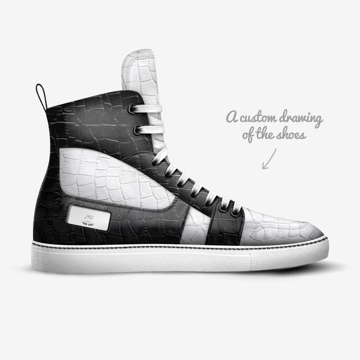 712 custom made in Italy shoes by Kennyatta Roberts | Sketch view