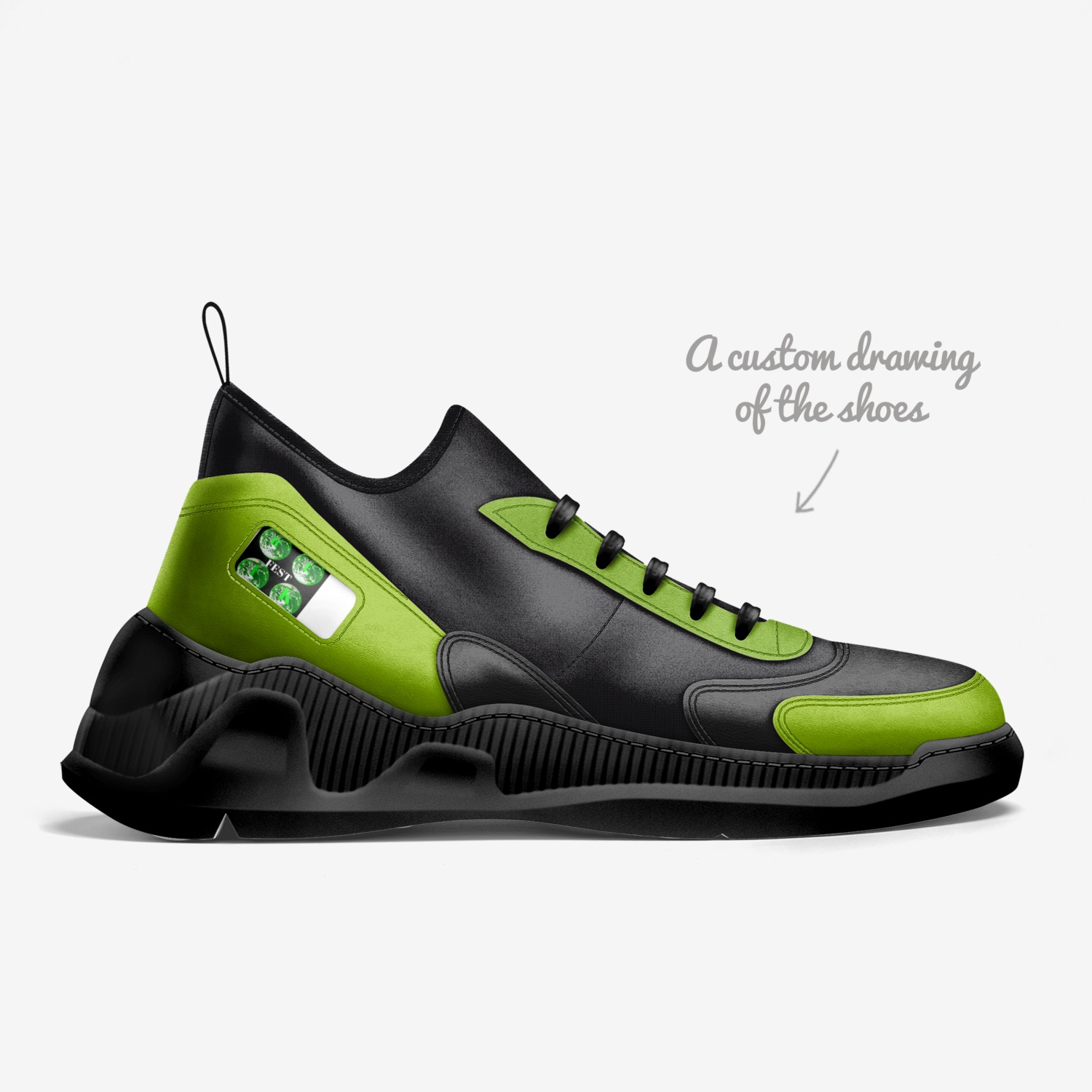 Reik fest 3 custom made in Italy shoes by Shawn Kemp | Sketch view