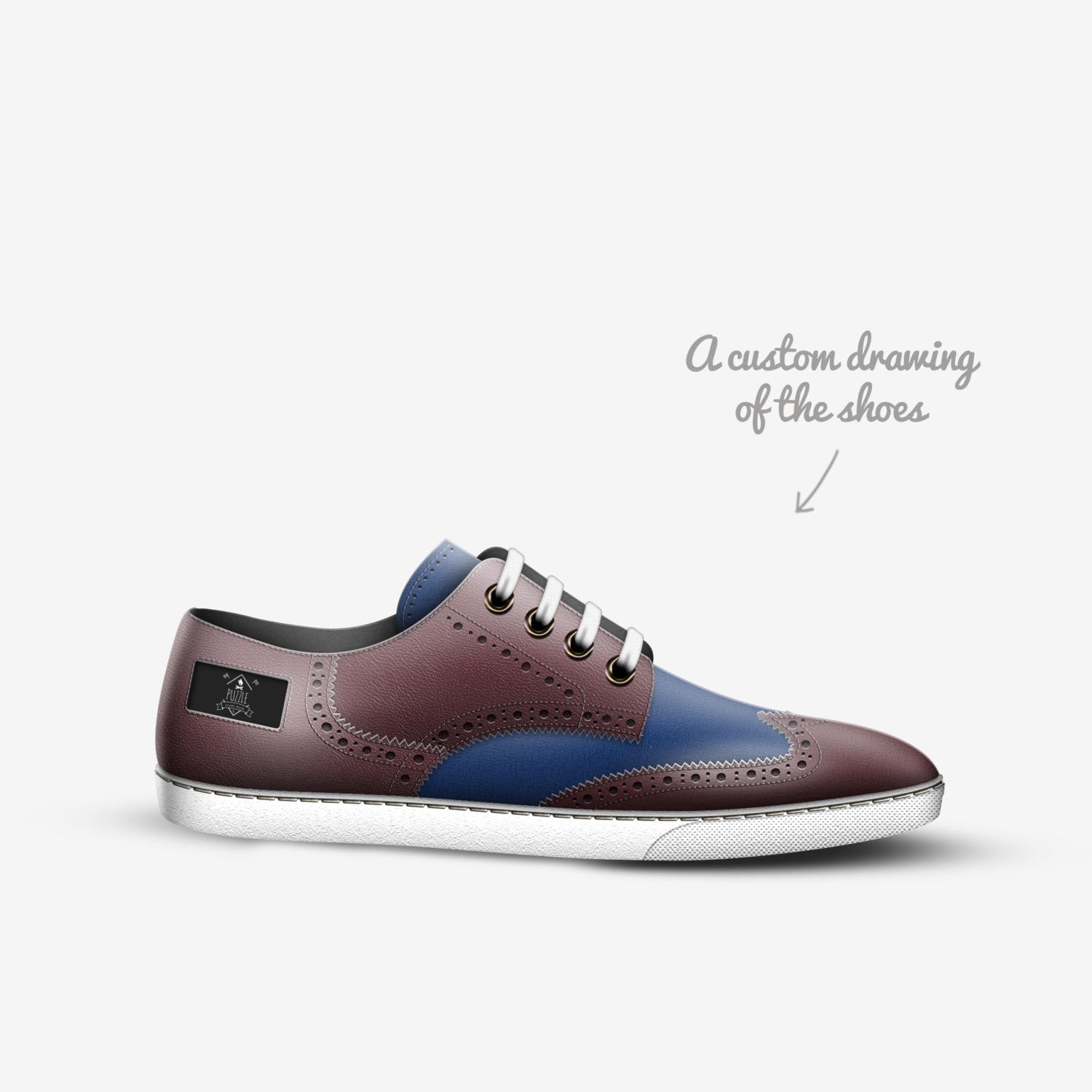 Puzzle custom made in Italy shoes by Sean O'Brien | Sketch view