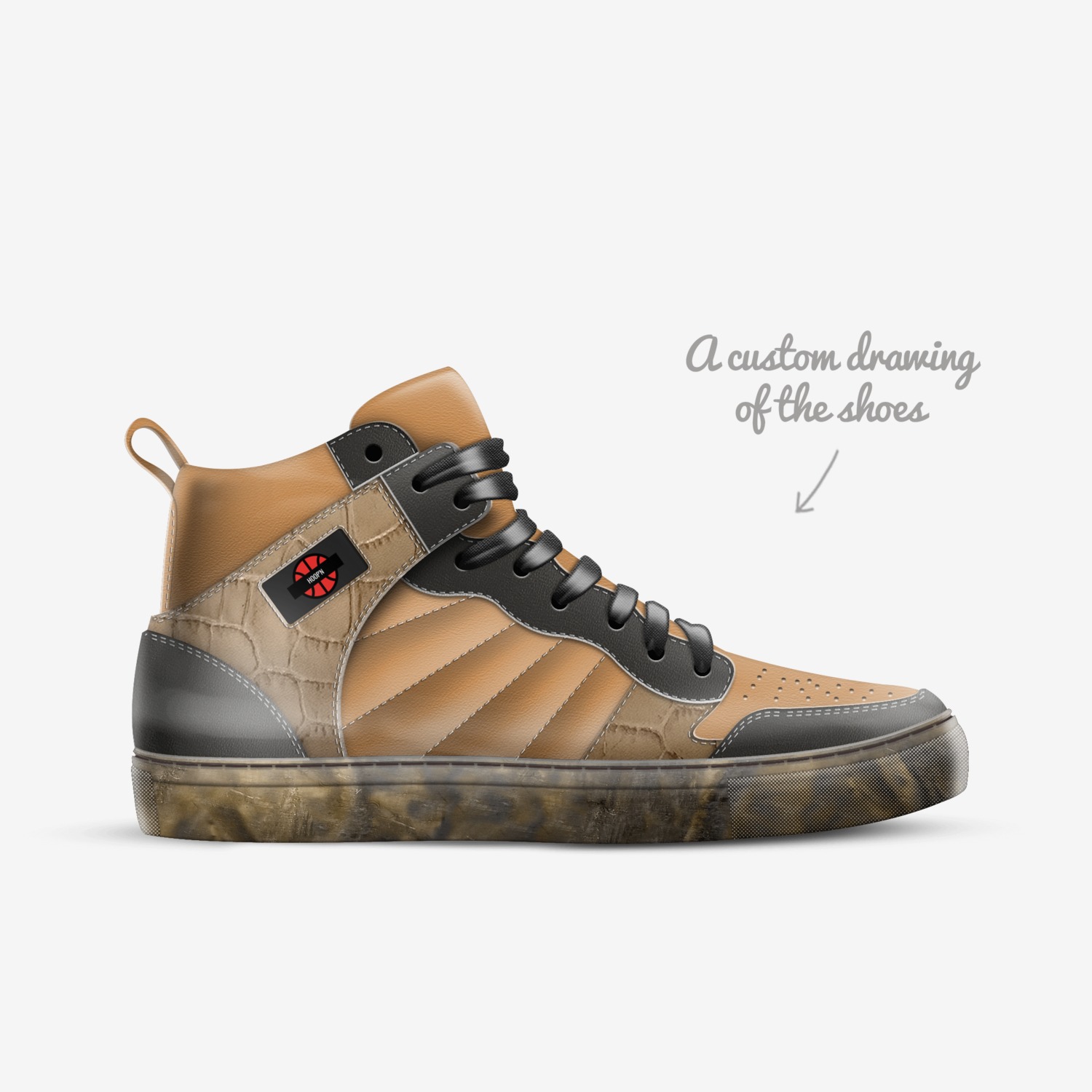 Hoop'n custom made in Italy shoes by Phil Brady | Sketch view