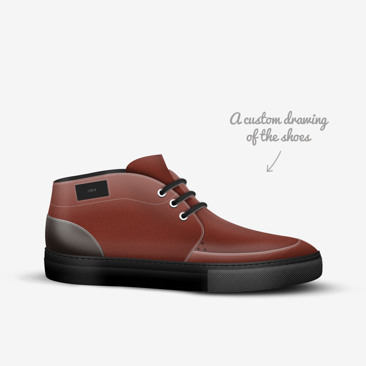 Cervie custom made in Italy shoes by Dusty Trisch | Sketch view