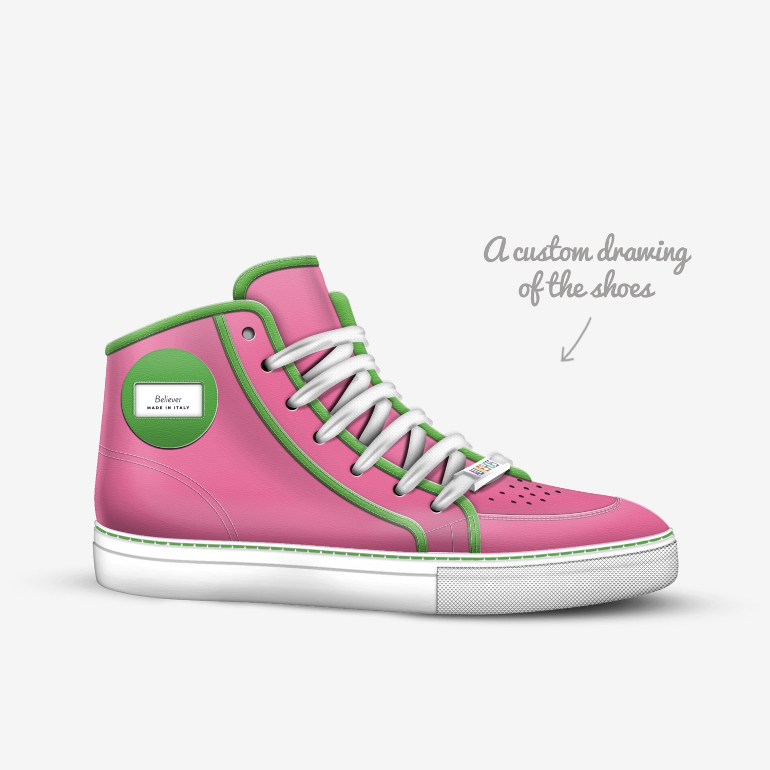 Believer custom made in Italy shoes by Passion Giounes | Sketch view