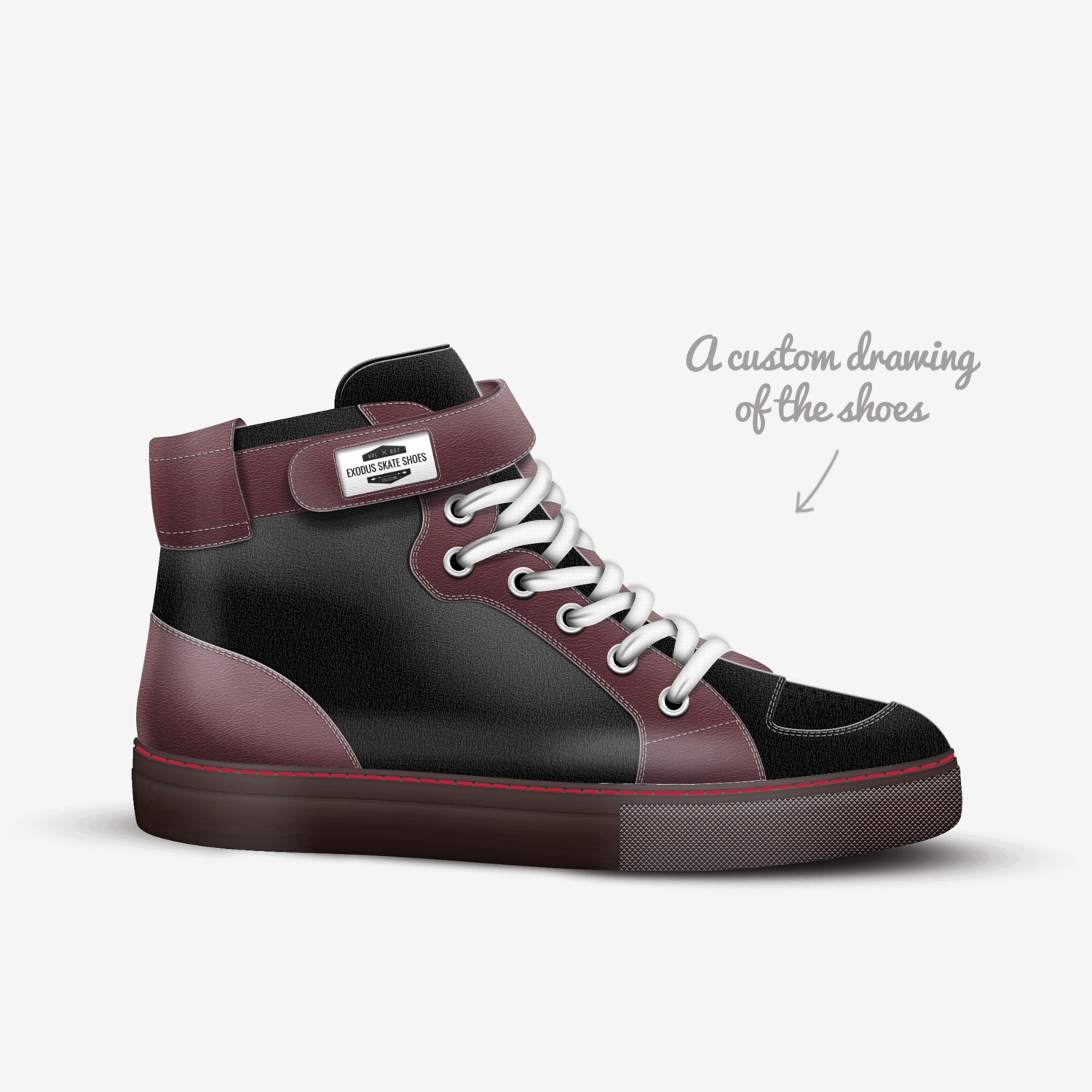 Exodus Skate Shoes custom made in Italy shoes by Daniel Kohout | Sketch view