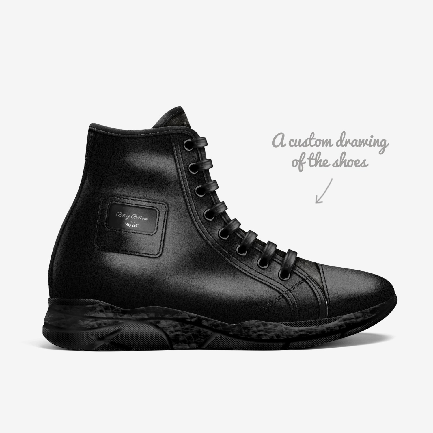 Betsy Bottom BP custom made in Italy shoes by Travorius Jones | Sketch view