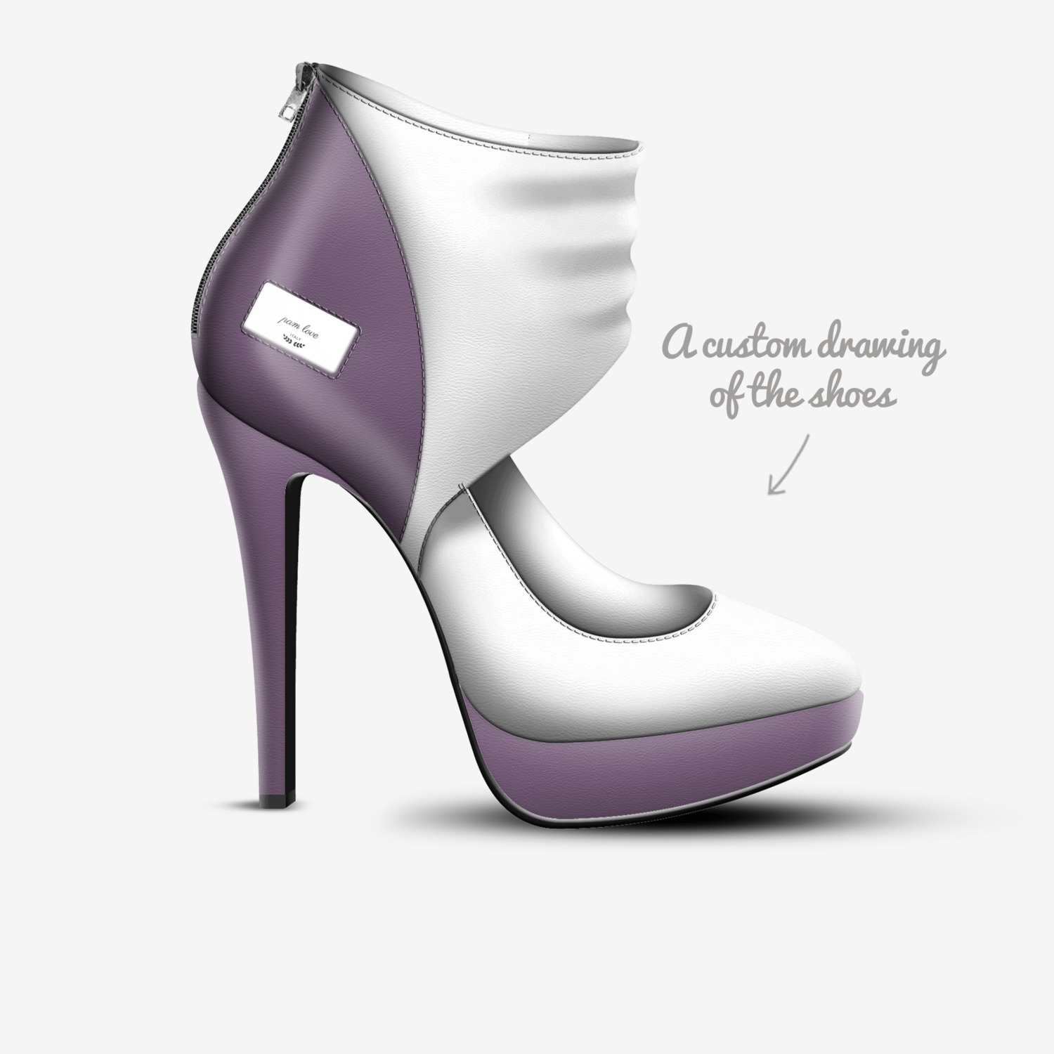 pam love custom made in Italy shoes by Delmann Pam | Sketch view