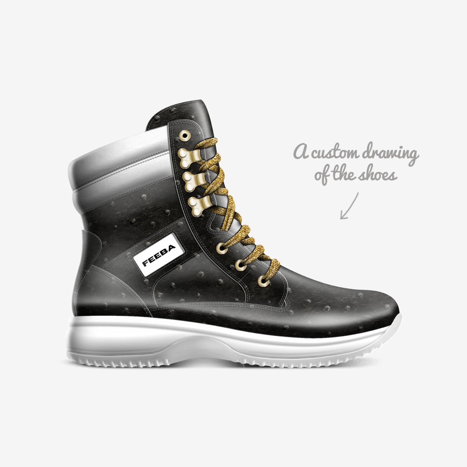 FEEBA custom made in Italy shoes by Dre Acree | Sketch view