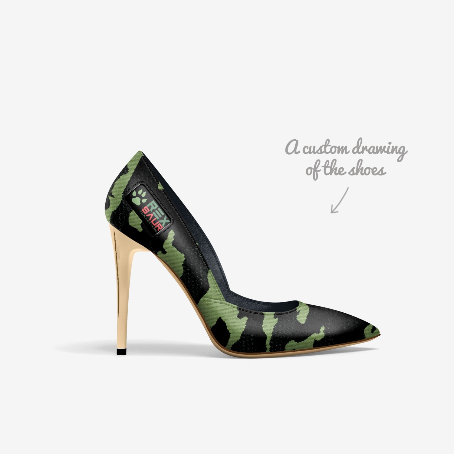 Huntress custom made in Italy shoes by Denise Campbell | Sketch view