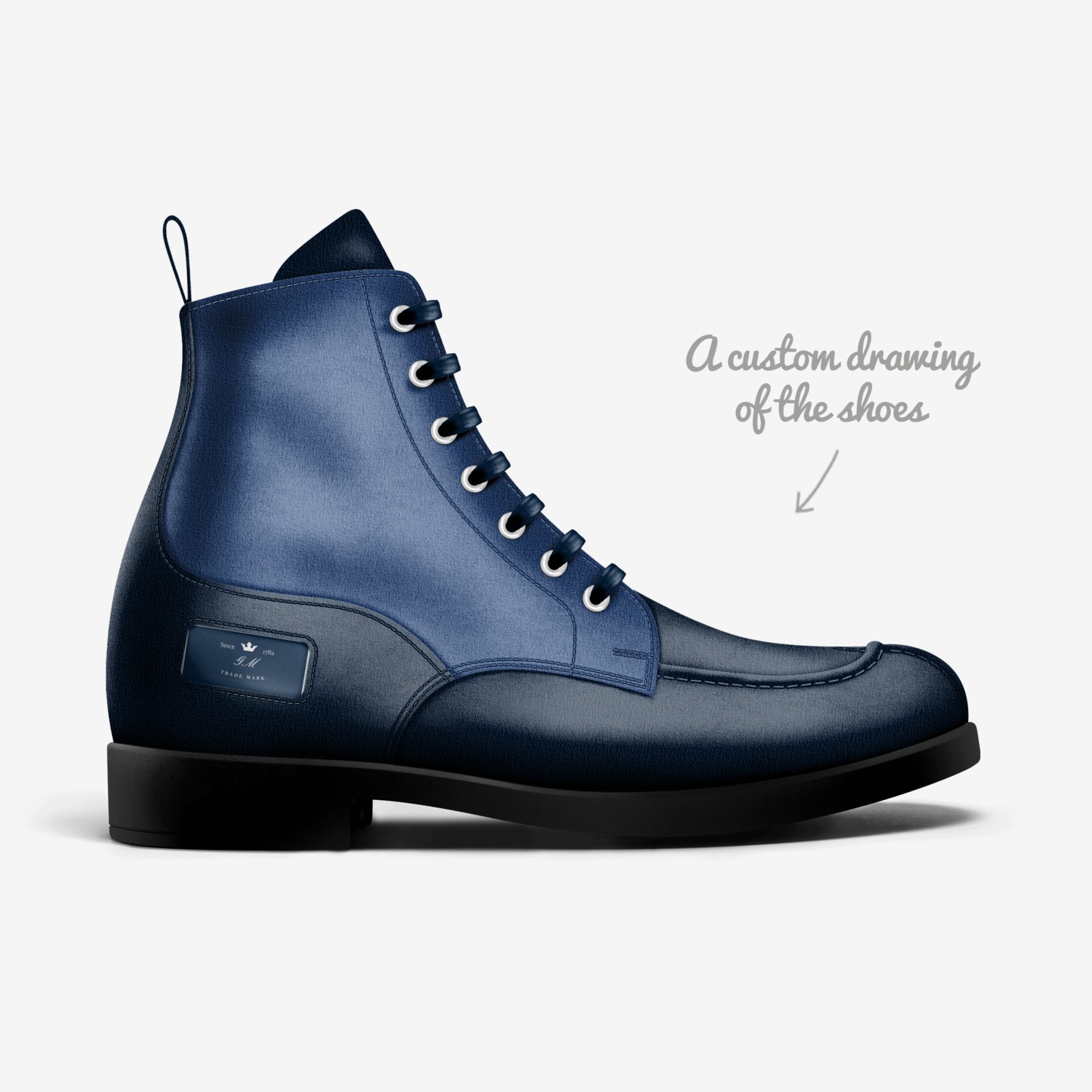 GM custom made in Italy shoes by Gloria Moore | Sketch view