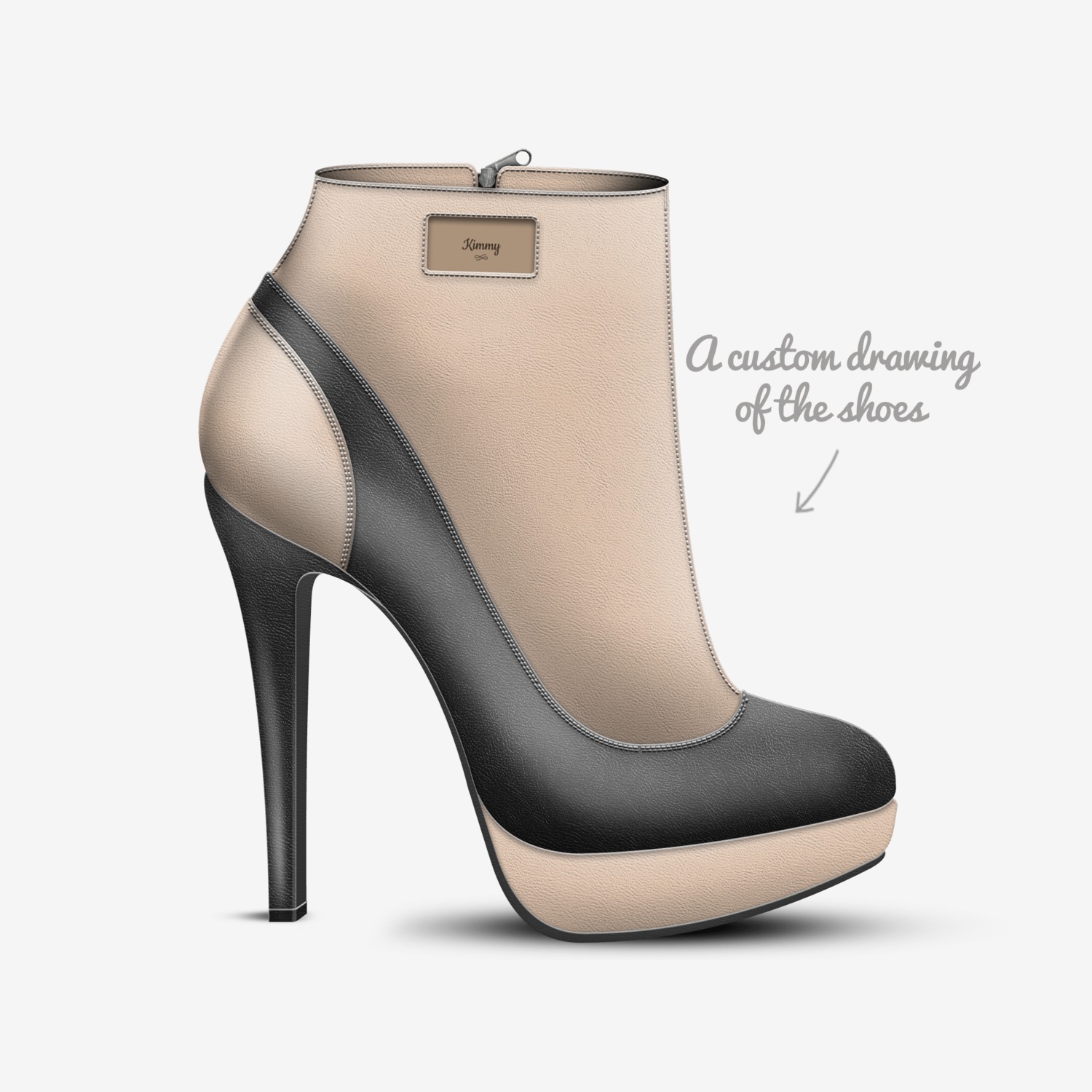 Kimmy custom made in Italy shoes by Josh Webb | Sketch view
