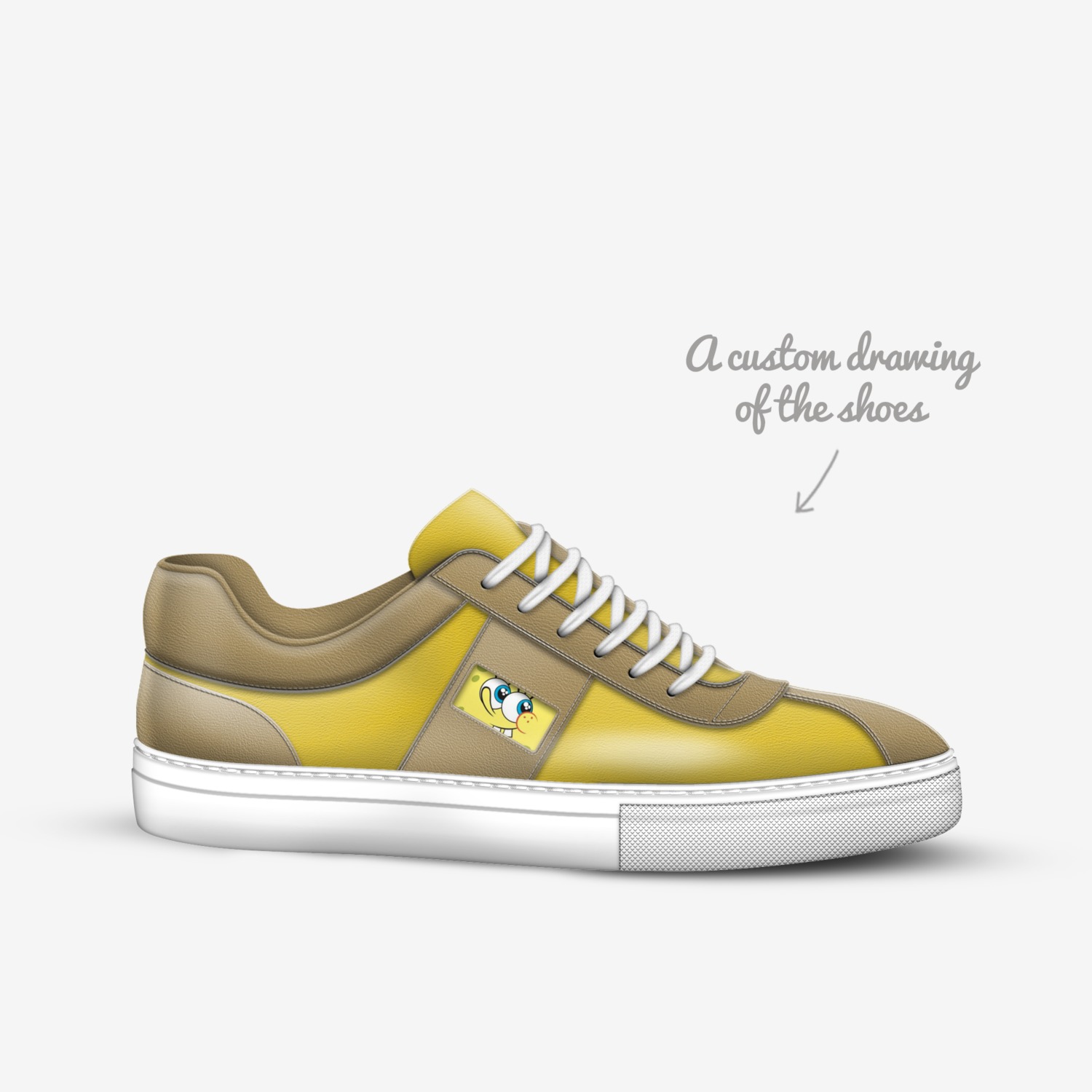 Spongebob custom made in Italy shoes by Billy Bob | Sketch view