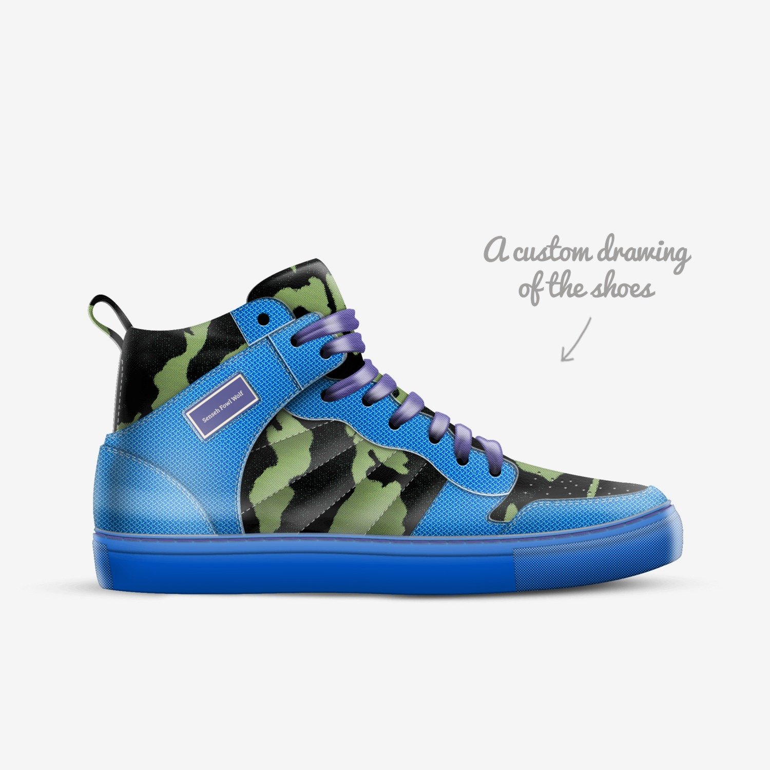 Senseh Fowl Wolf custom made in Italy shoes by Cris Avery Benjamin | Sketch view