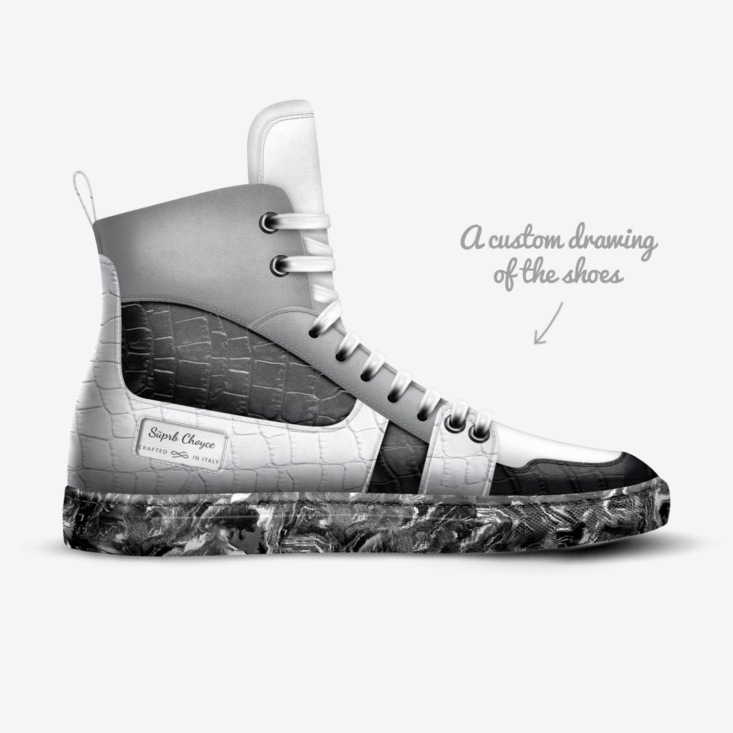 Sūprb Choyce  custom made in Italy shoes by Omari Choyce | Sketch view