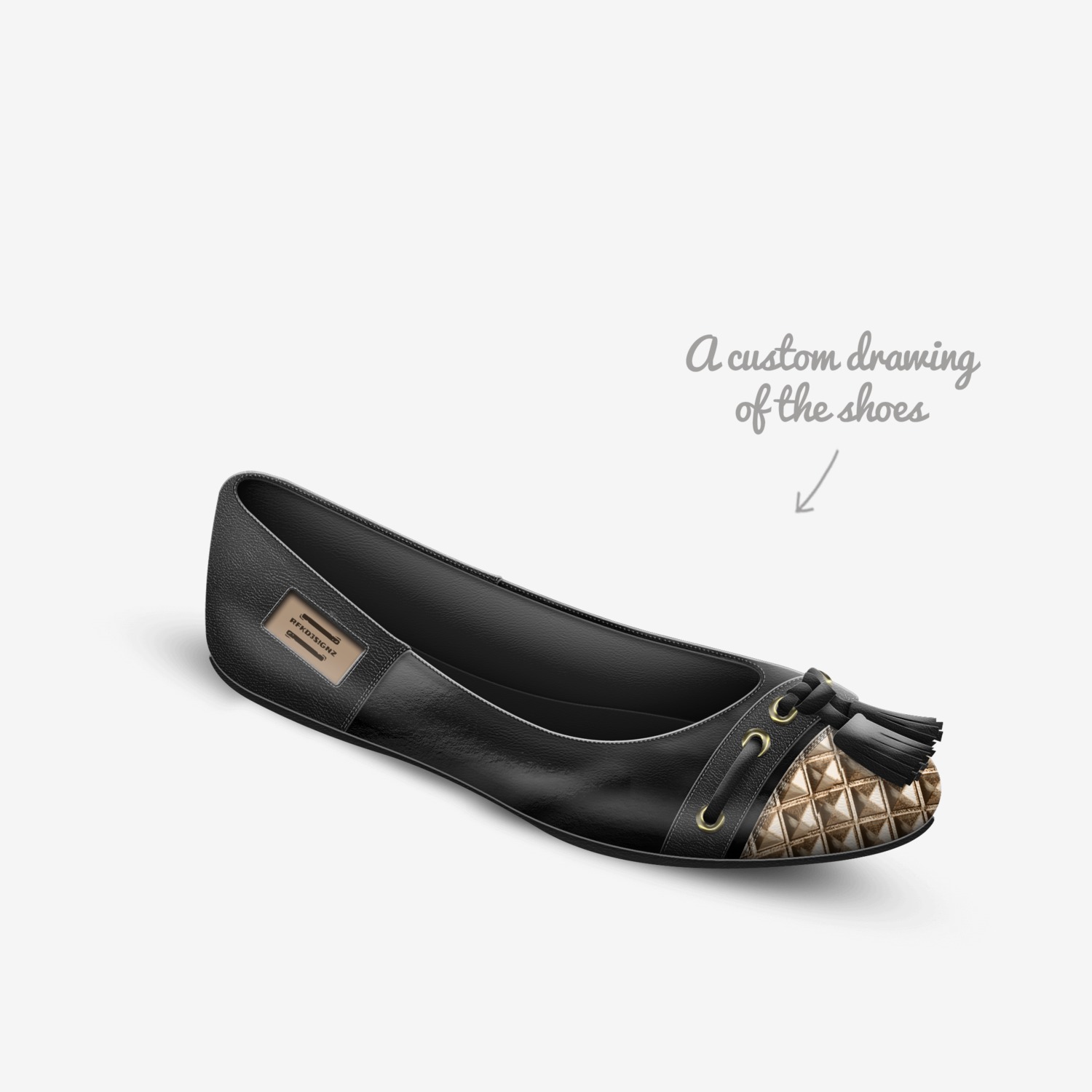 NoirFlow22 custom made in Italy shoes by Rudanie Kunst | Sketch view