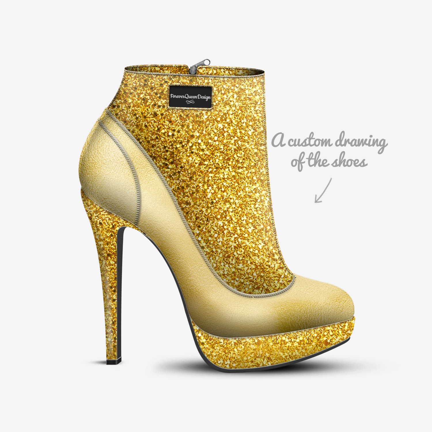 ForeverQueenDesign custom made in Italy shoes by Dr Lillian Carter Hendrix | Sketch view