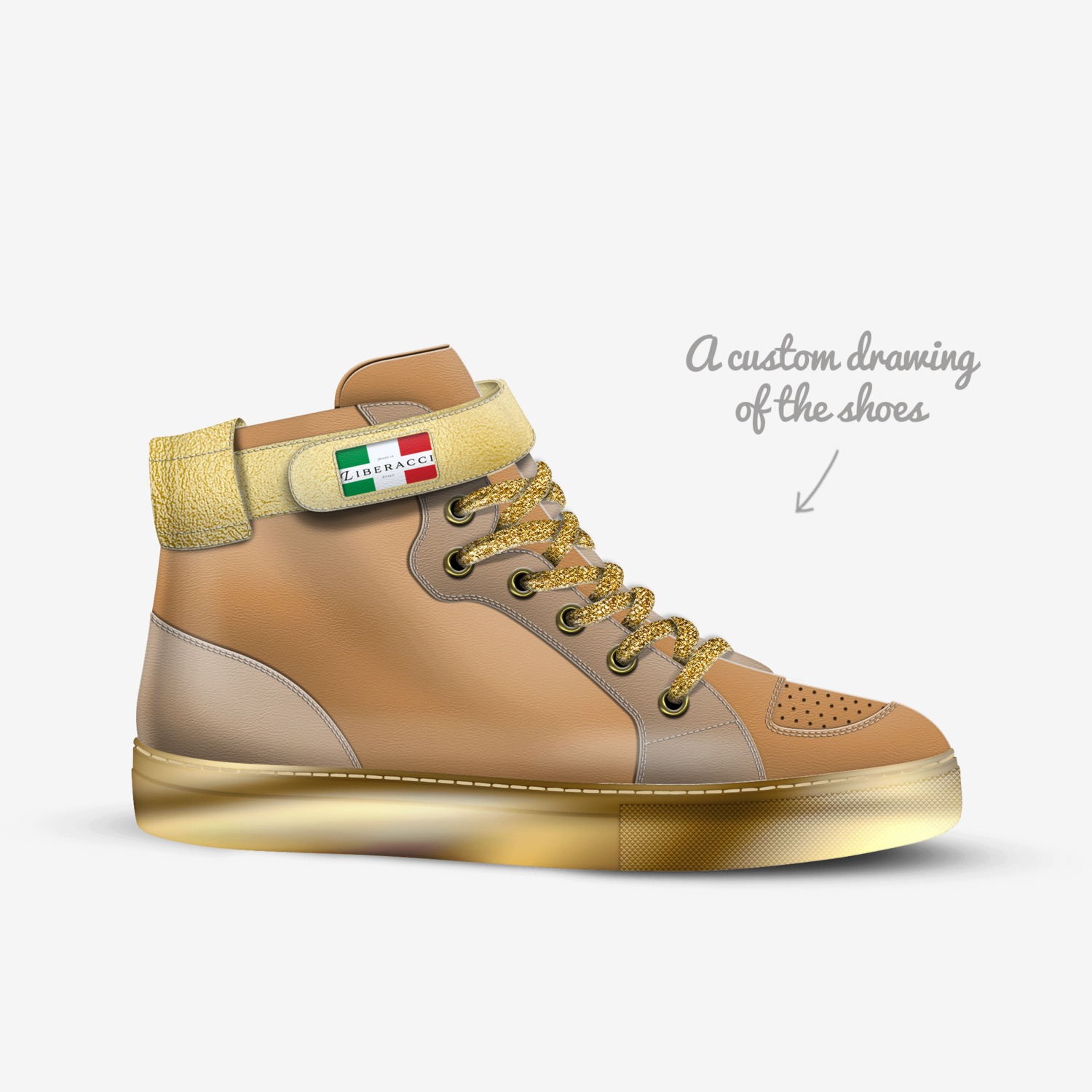 Liberacci Gold custom made in Italy shoes by Jesse Armstrong | Sketch view