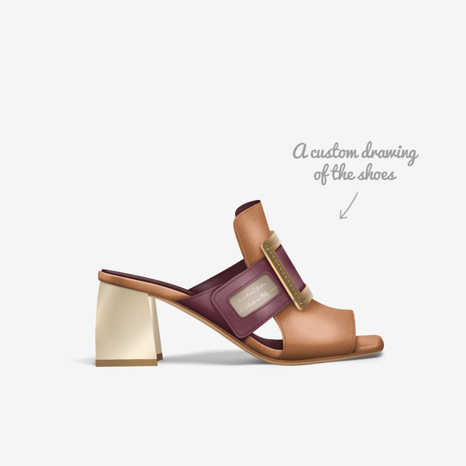 Eva'MoneCollection custom made in Italy shoes by Courtney Bethea | Sketch view
