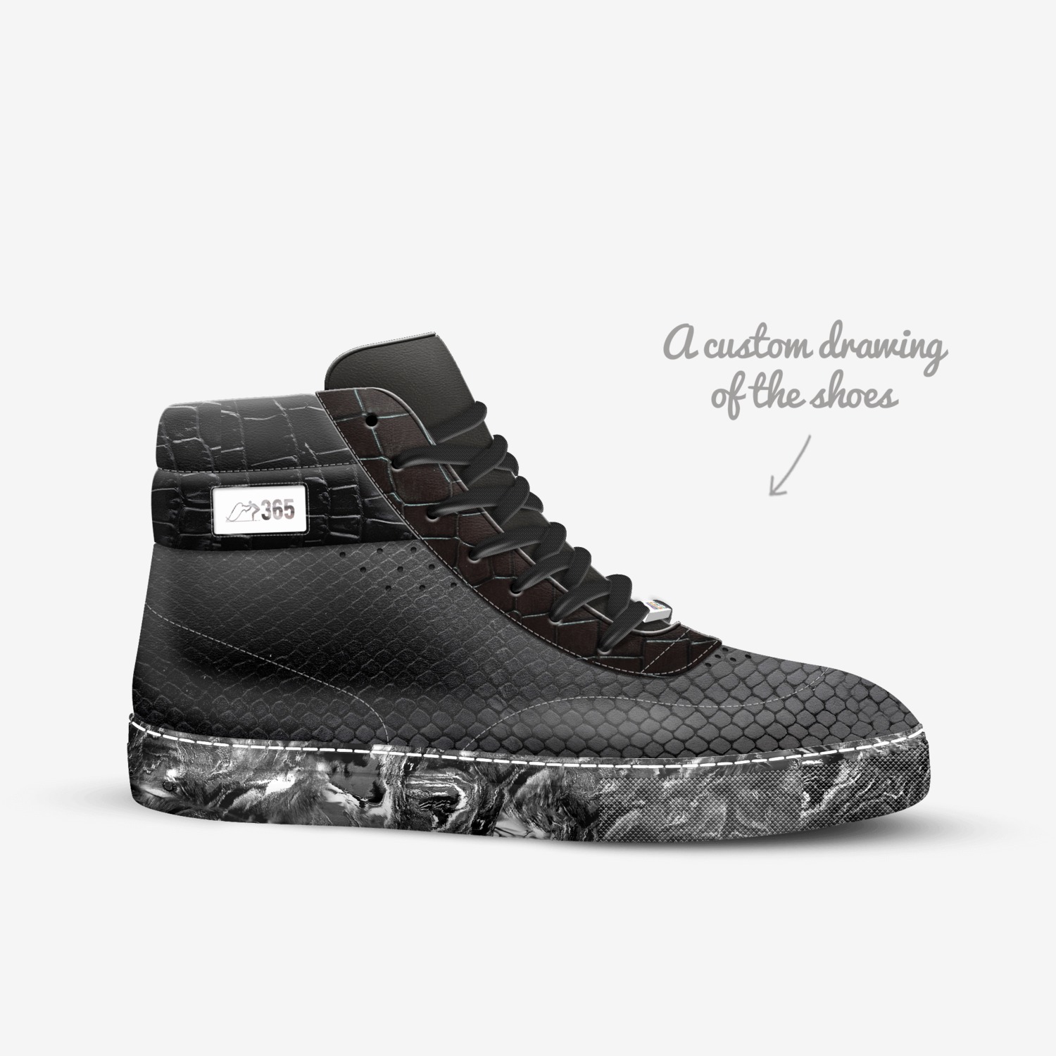 365 custom made in Italy shoes by Christian Nshimiyimana | Sketch view