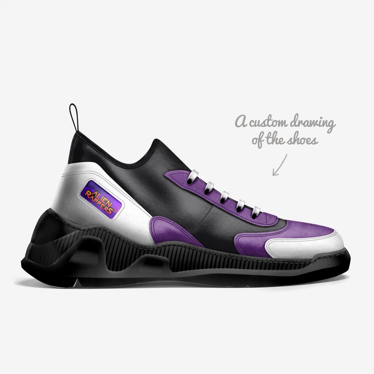 Alien Rappers custom made in Italy shoes by Sole Sanctum | Sketch view