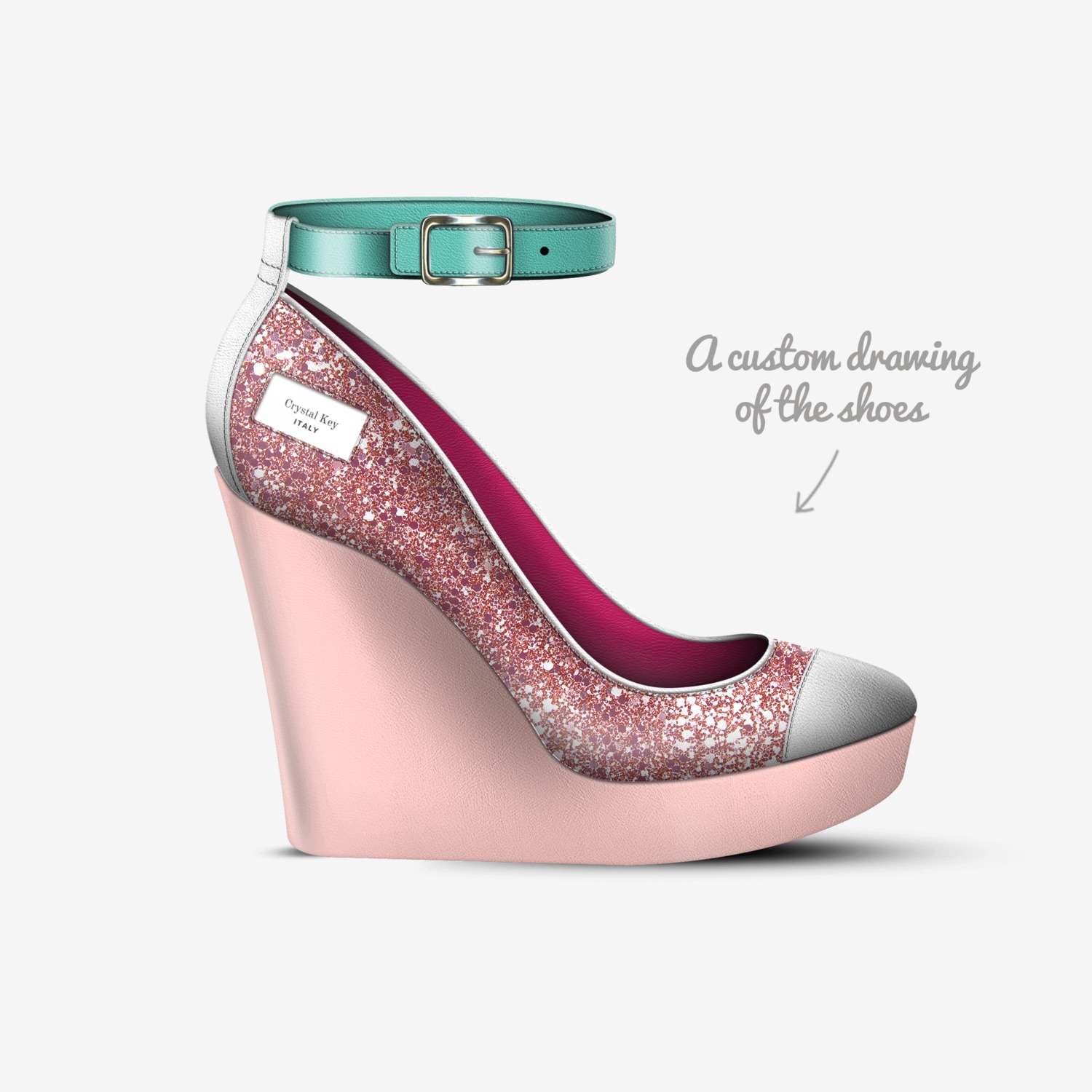 Crystal Key custom made in Italy shoes by Crystal G Metzler | Sketch view