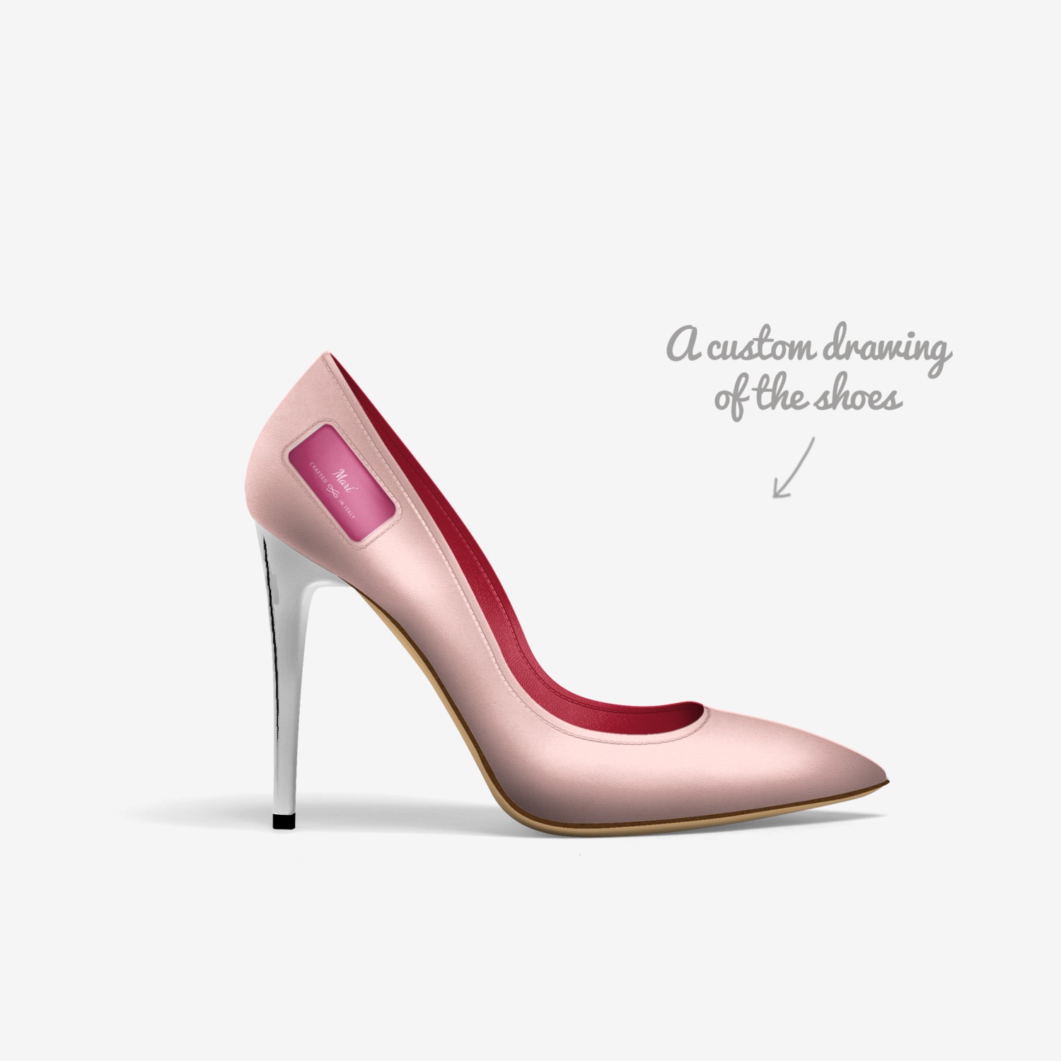 Mari' custom made in Italy shoes by Delia Inclan | Sketch view